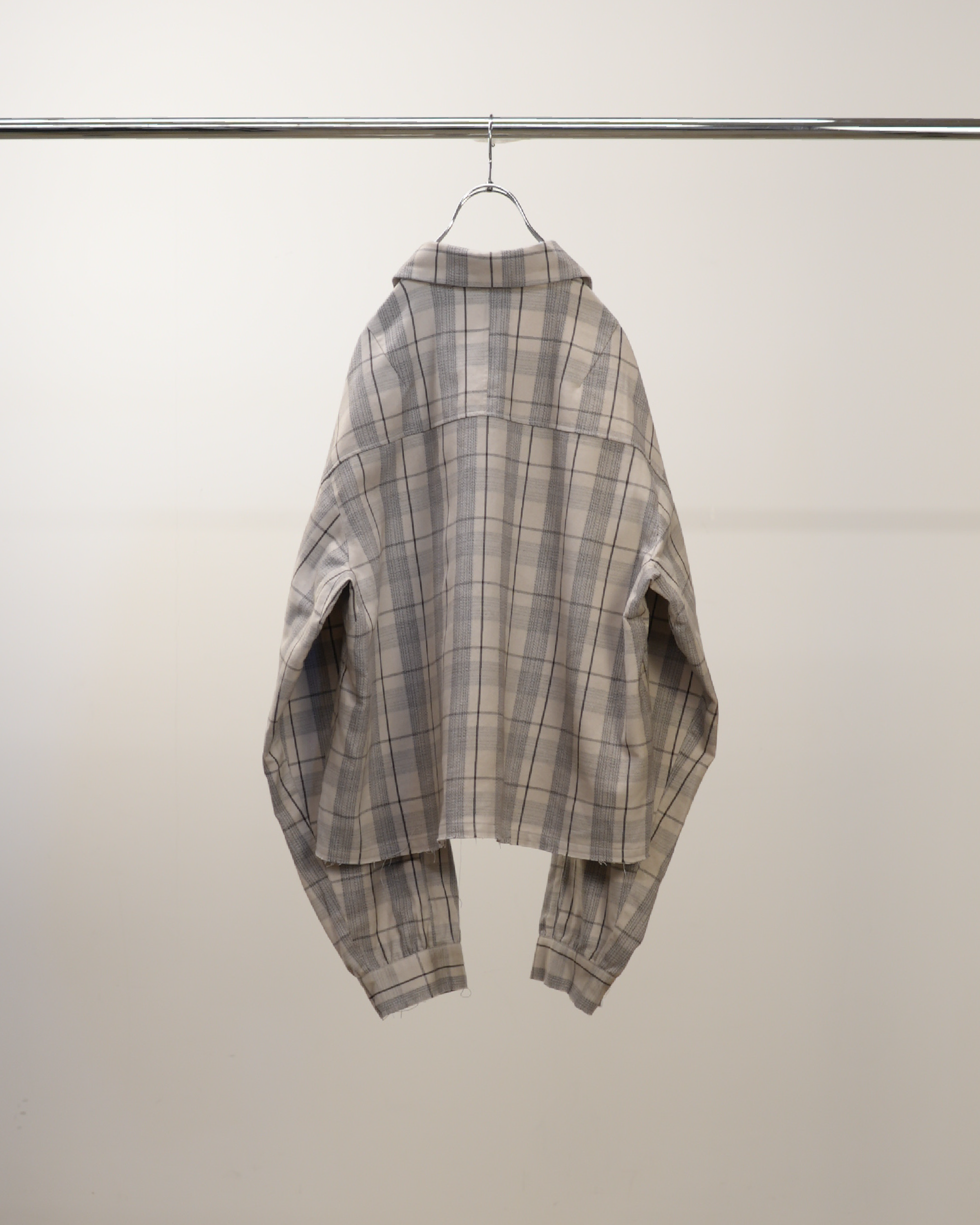 C/R CHECK SHORT ZIPUP SHIRT JACKET(GRAY)