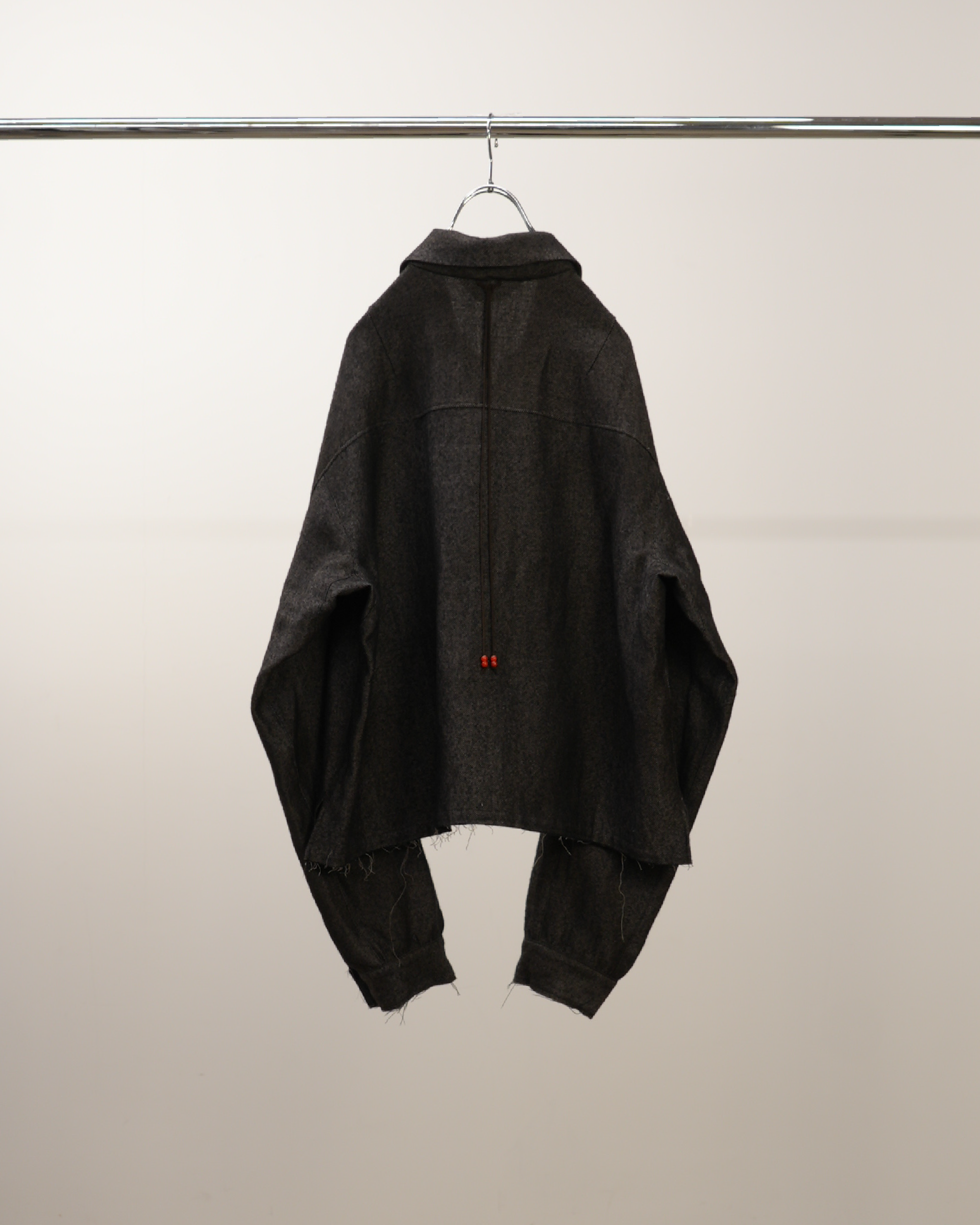 SHRINK WOOL SHORT ZIPUP SHIRT JACKET(BROWN)