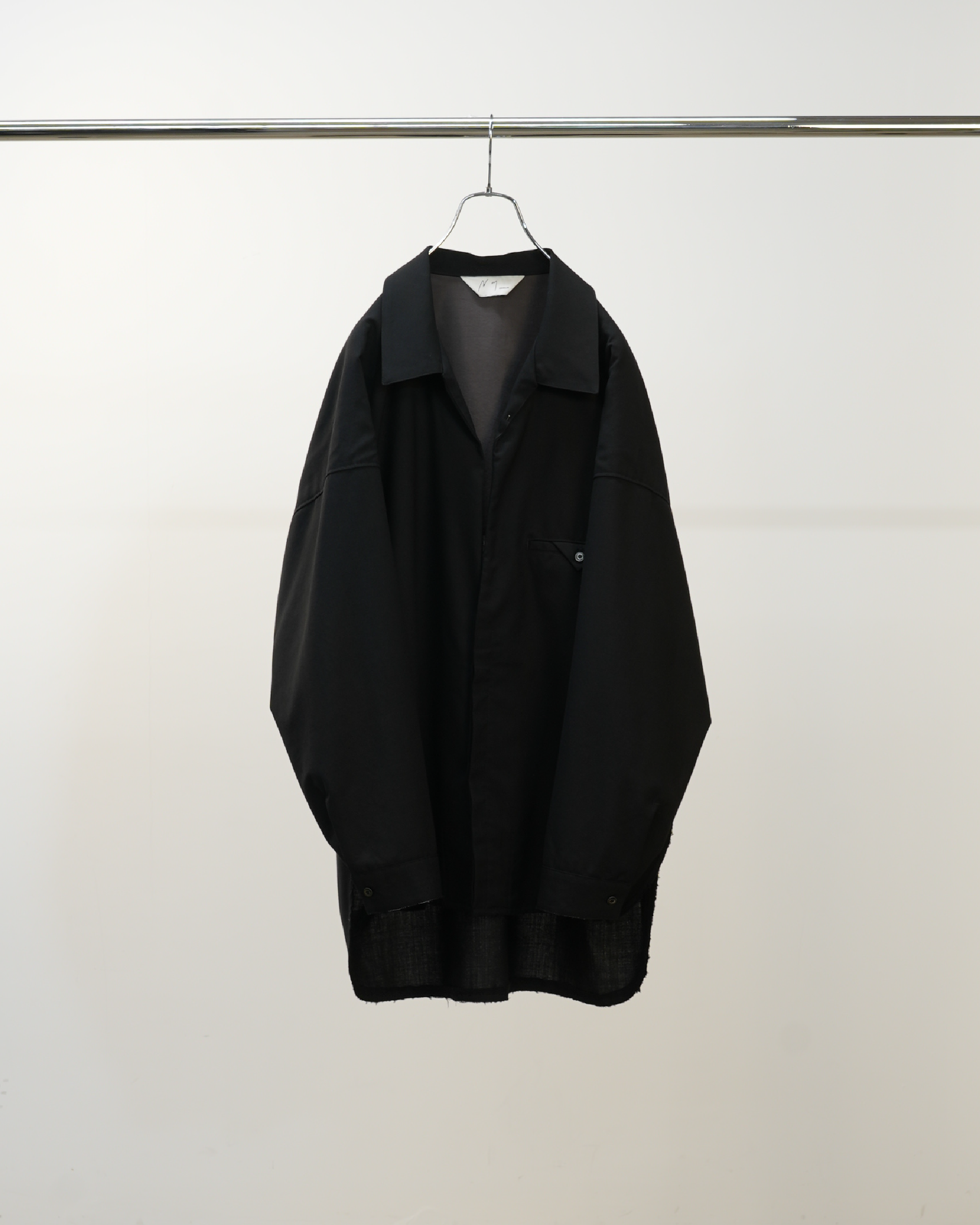 WASH WOOL LONG SHIRT(BLACK)