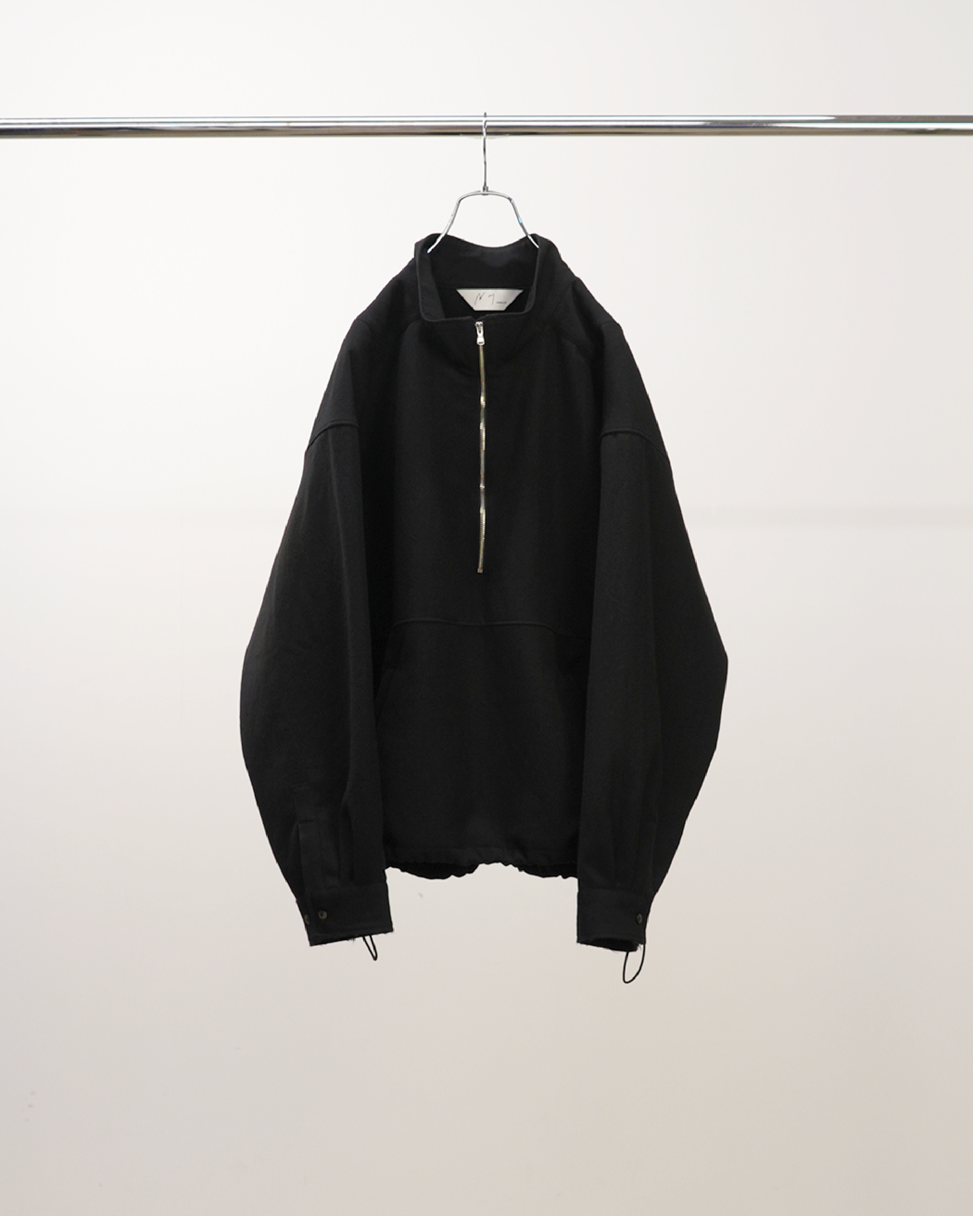 WOOL HALF ZIP PULL OVER SHIRT(BLACK)