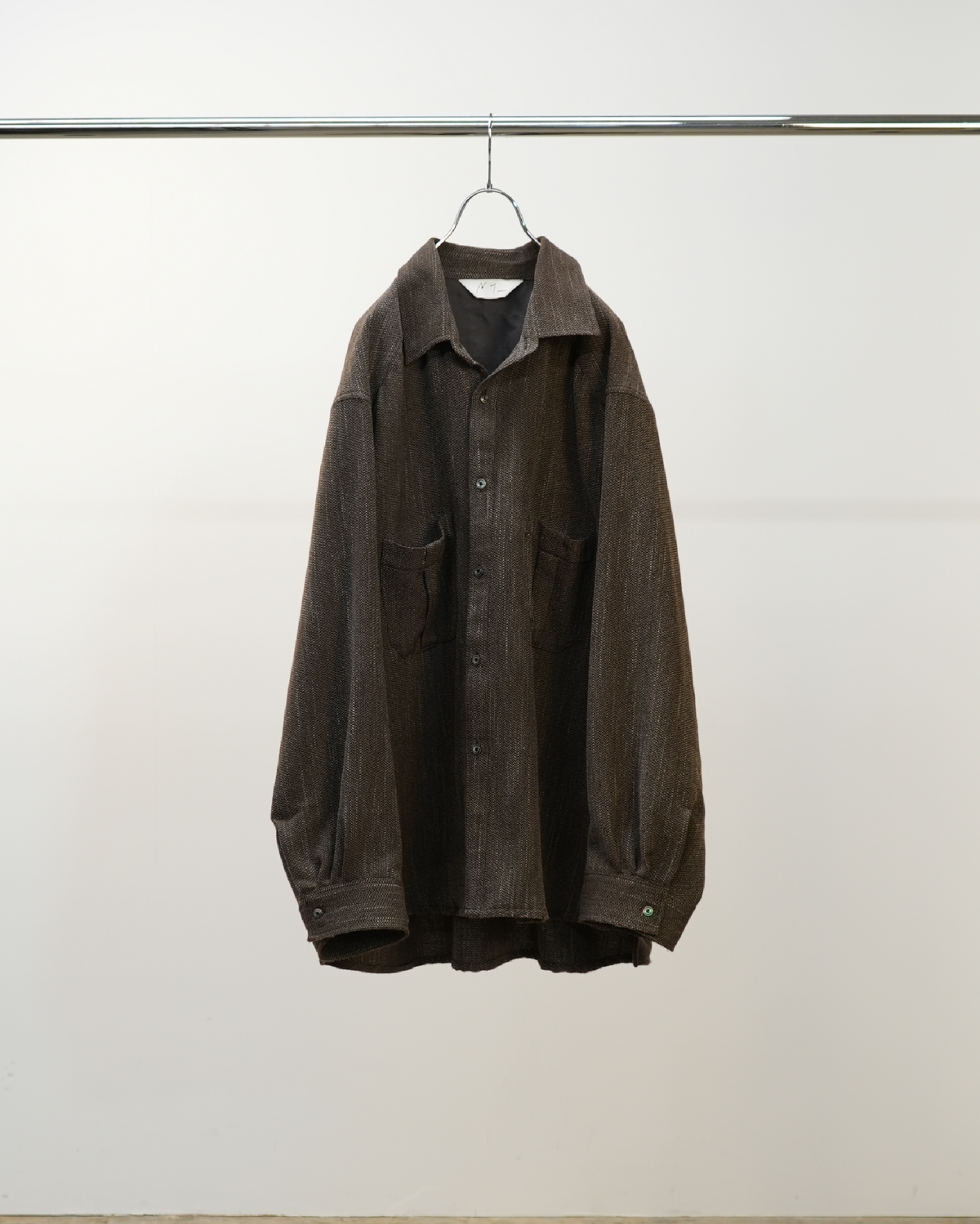 MELANGE WOOL OVER WORK SHIRT(BROWN)