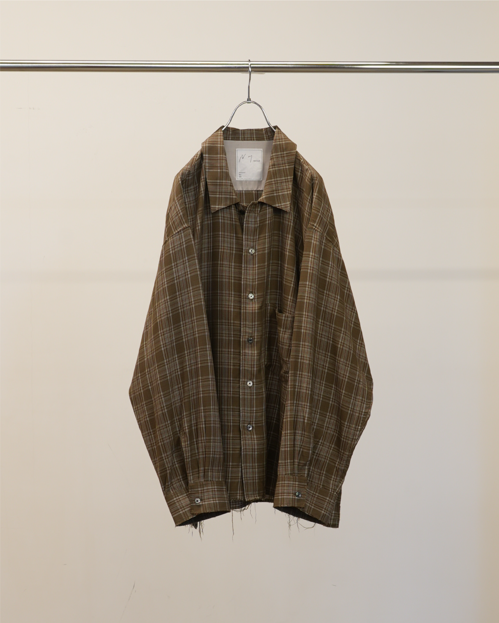 AGING RAYON CHECK SHIRT(GREEN)
