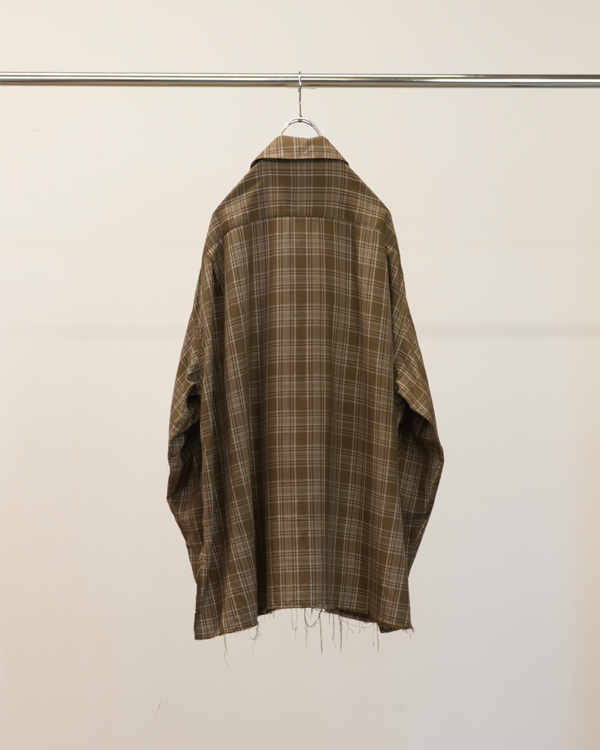 AGING RAYON CHECK SHIRT(GREEN)