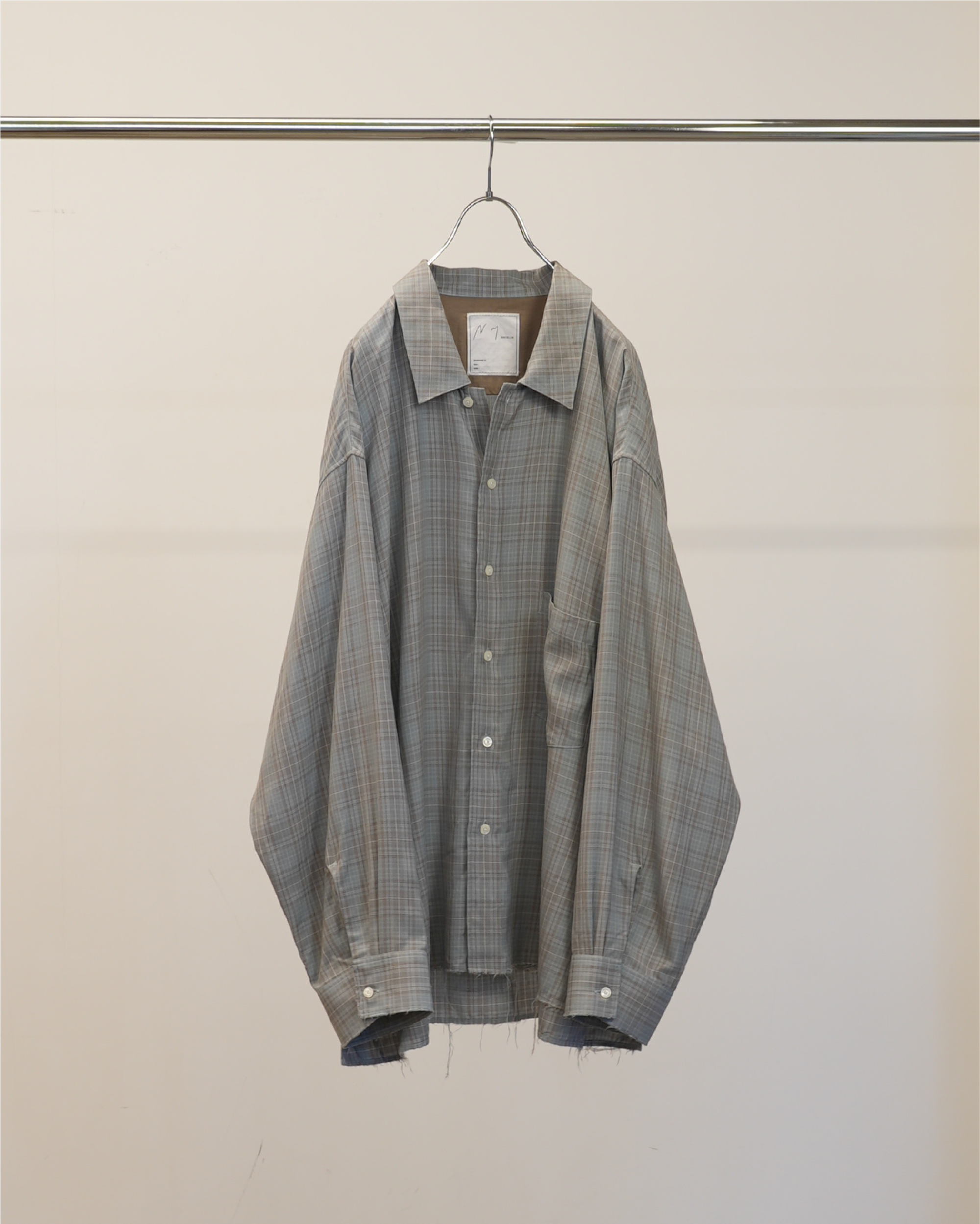 AGING RAYON CHECK SHIRT(BLUE)