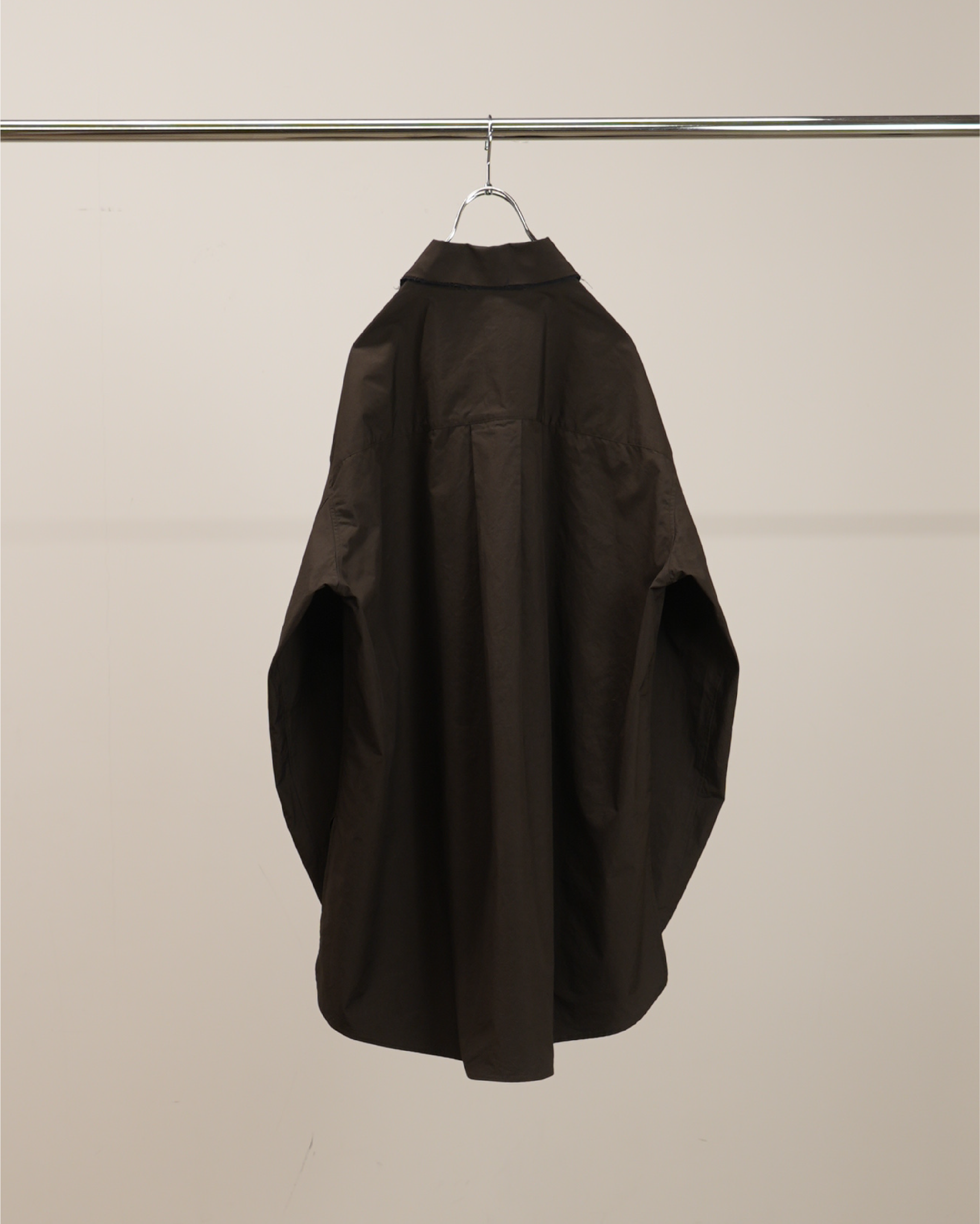HIGH-COUNT FRAYED OVER SHIRT(BROWN)