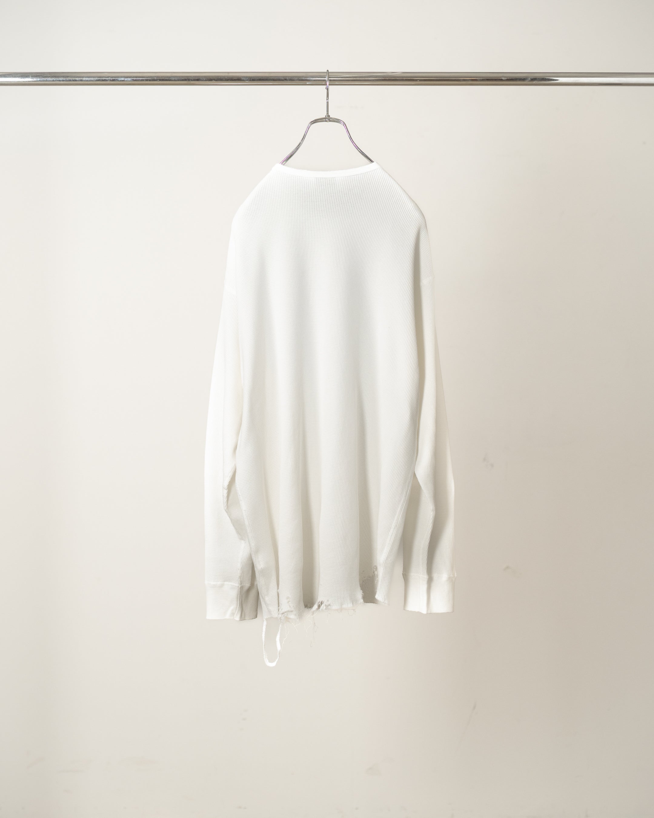 DAMAGE WAFFLE CREW LS(WHITE)