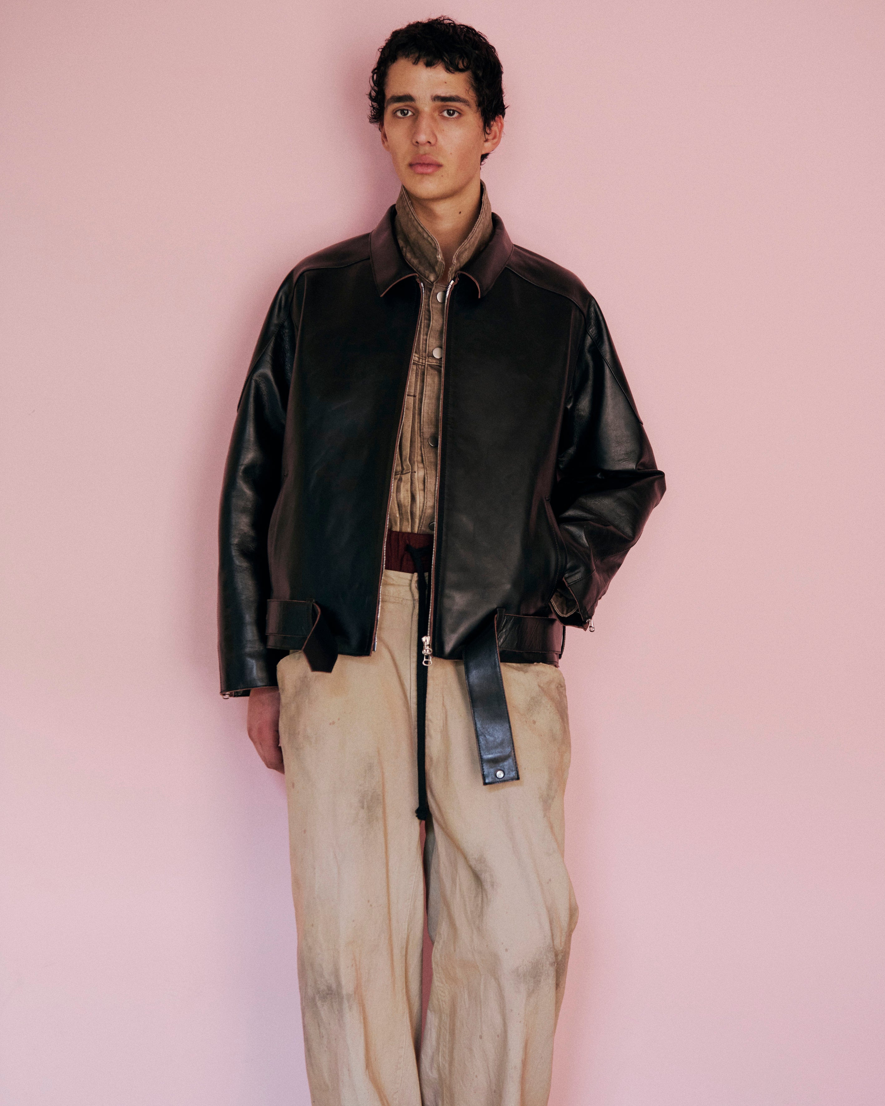 DENIM WIDE SLACKS(SAND)