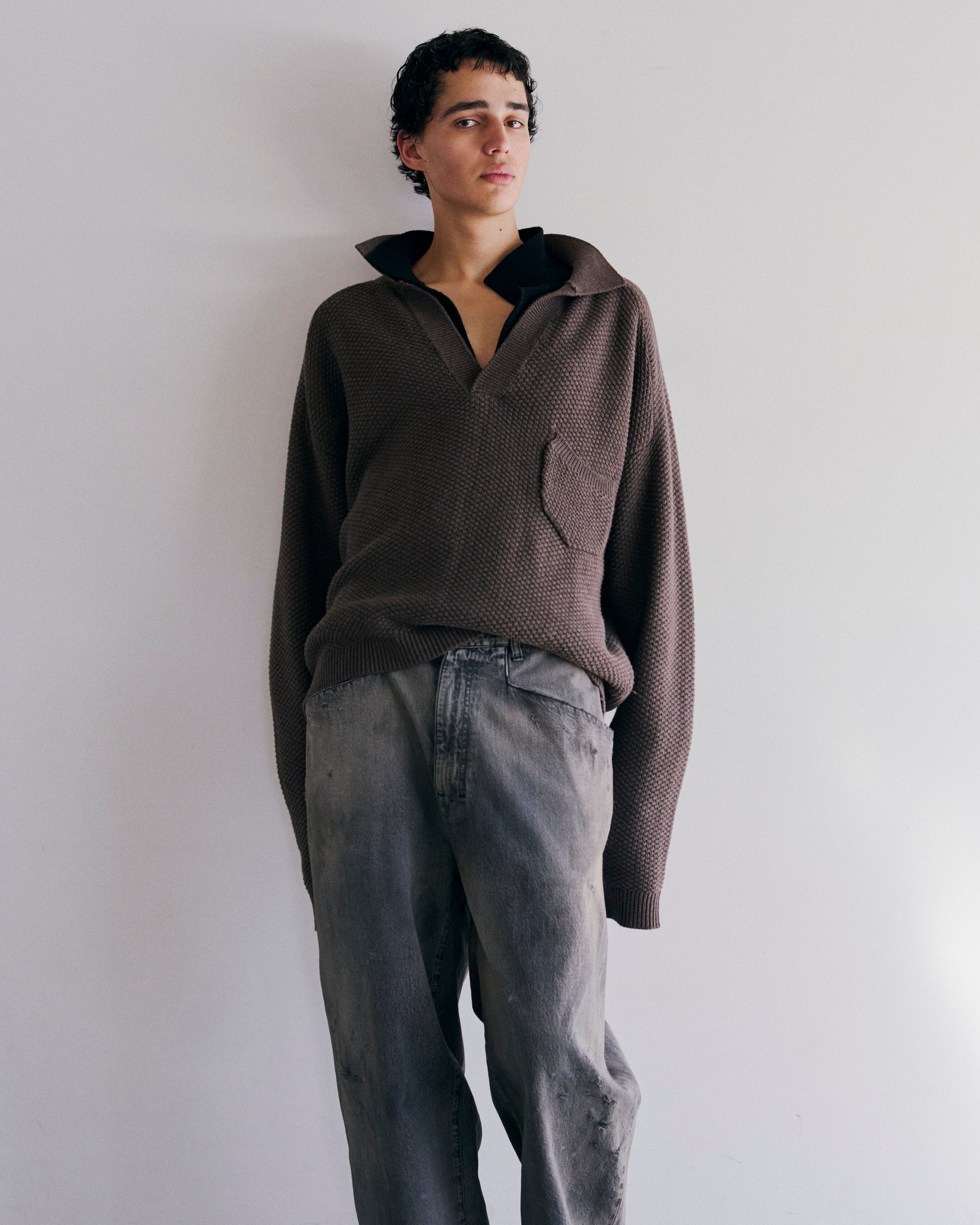 DENIM WIDE SLACKS(BLACK)