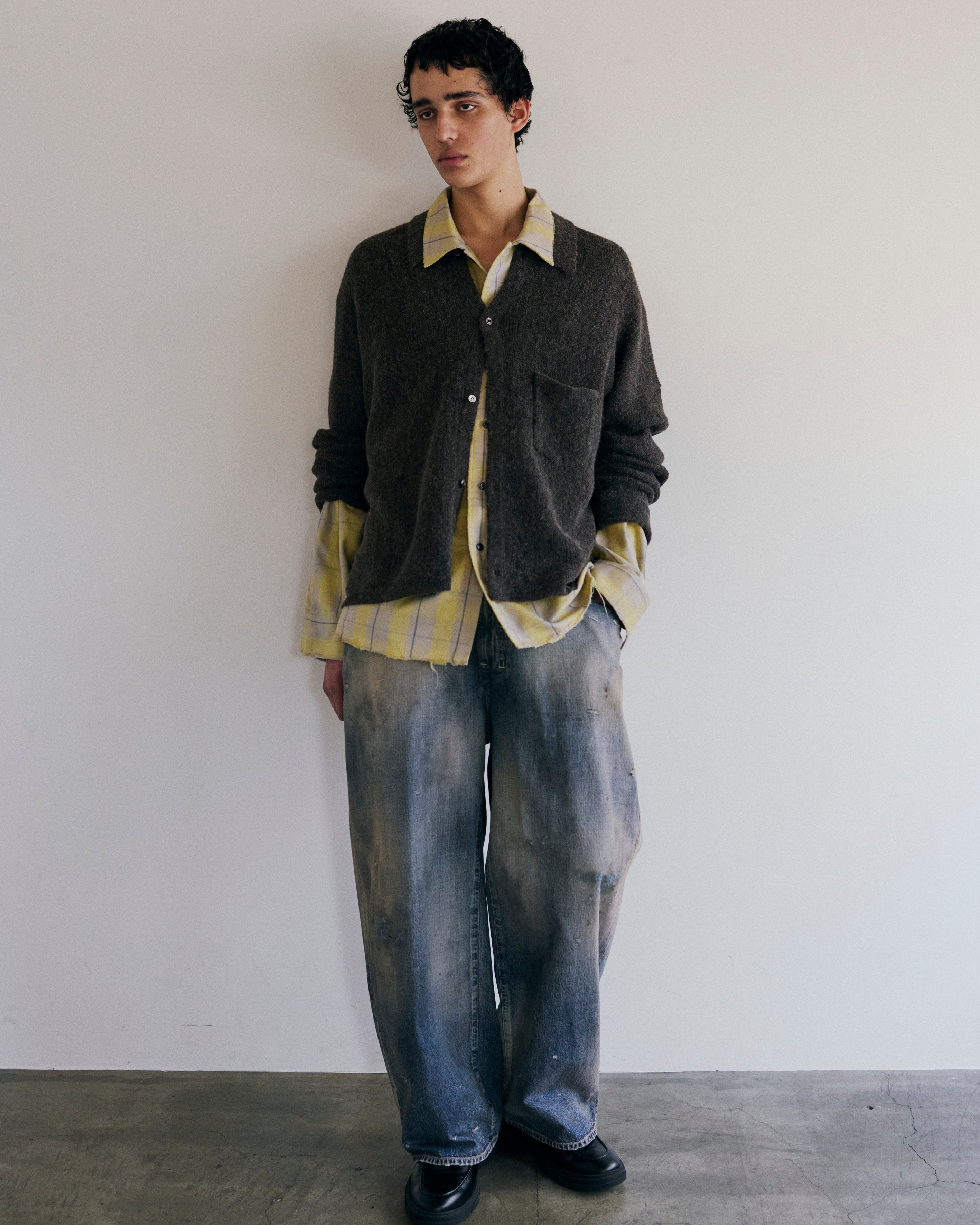 DENIM WIDE SLACKS(INDIGO)