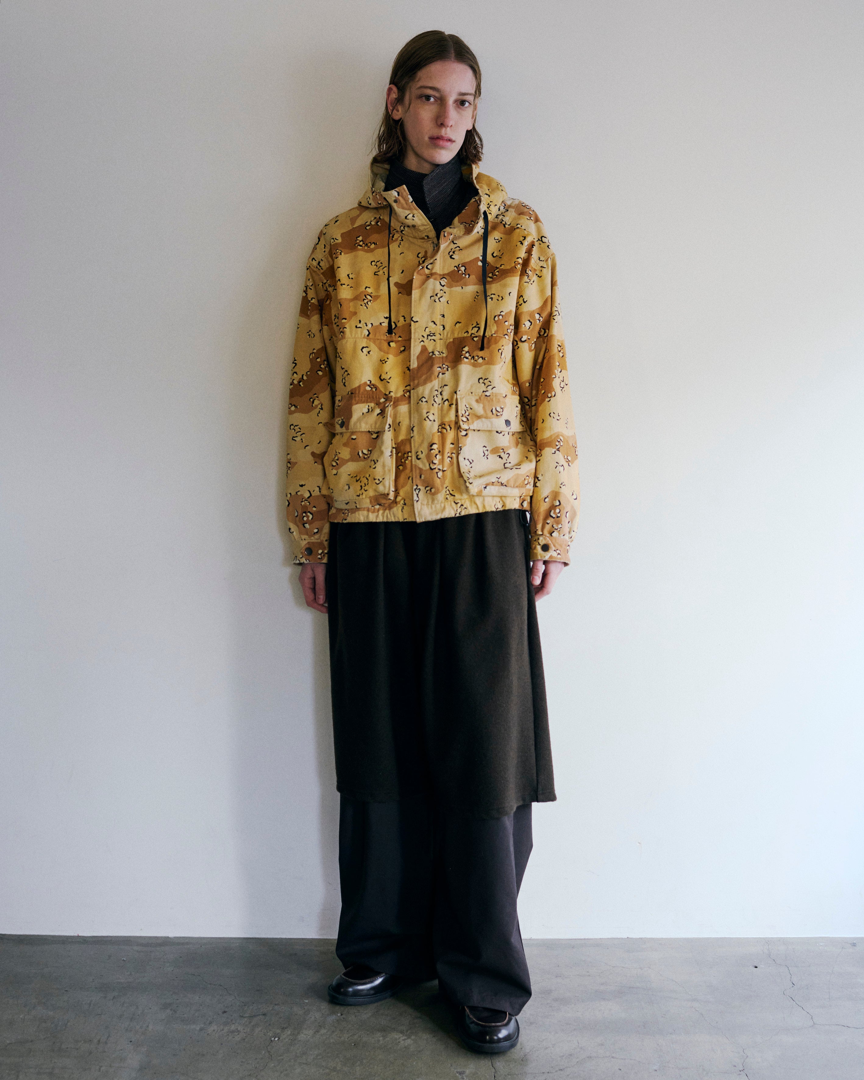 WOOL 3/4 TUCK SWEAT SHORTS(D.BROWN)