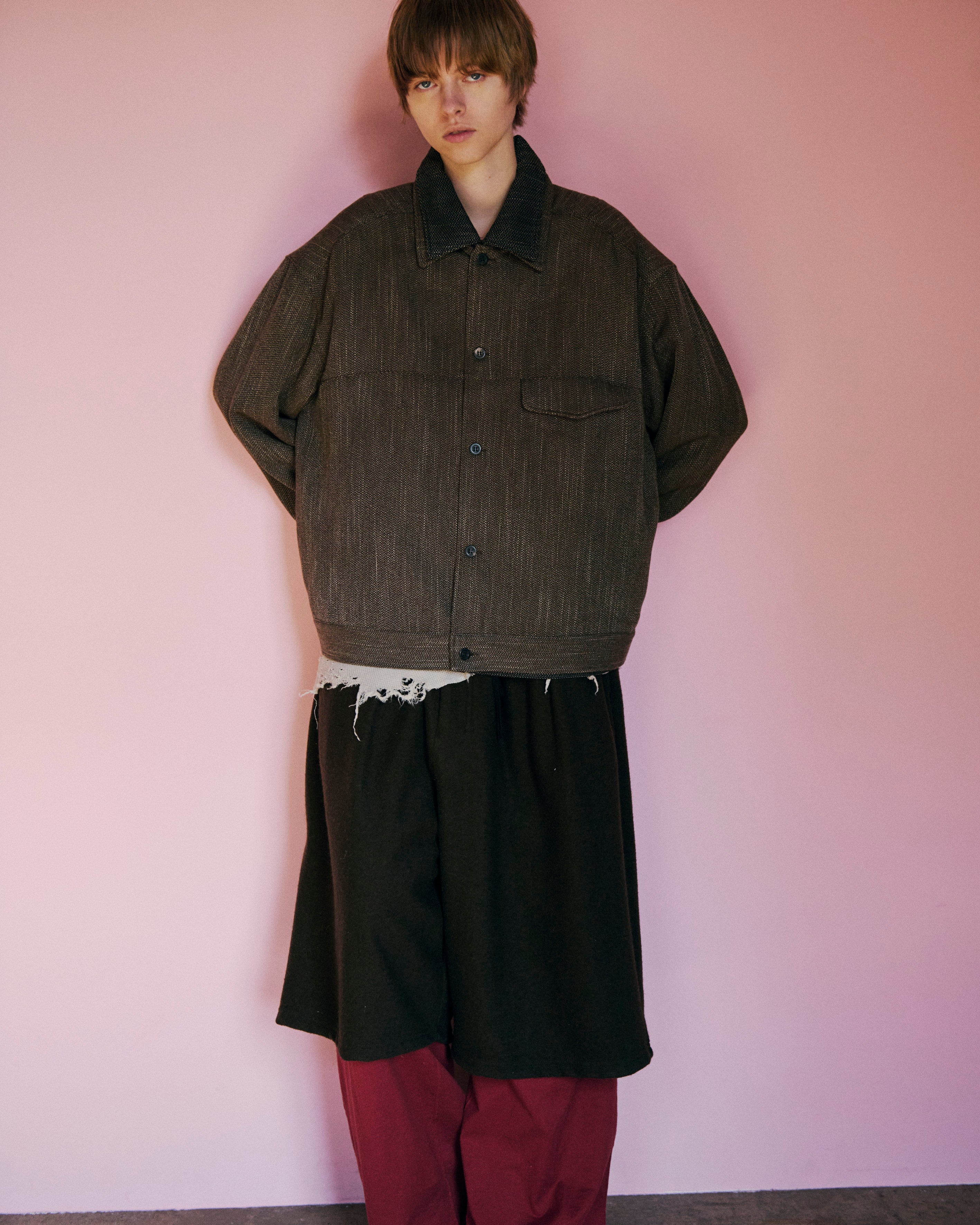 WOOL 3/4 TUCK SWEAT SHORTS(D.BROWN)