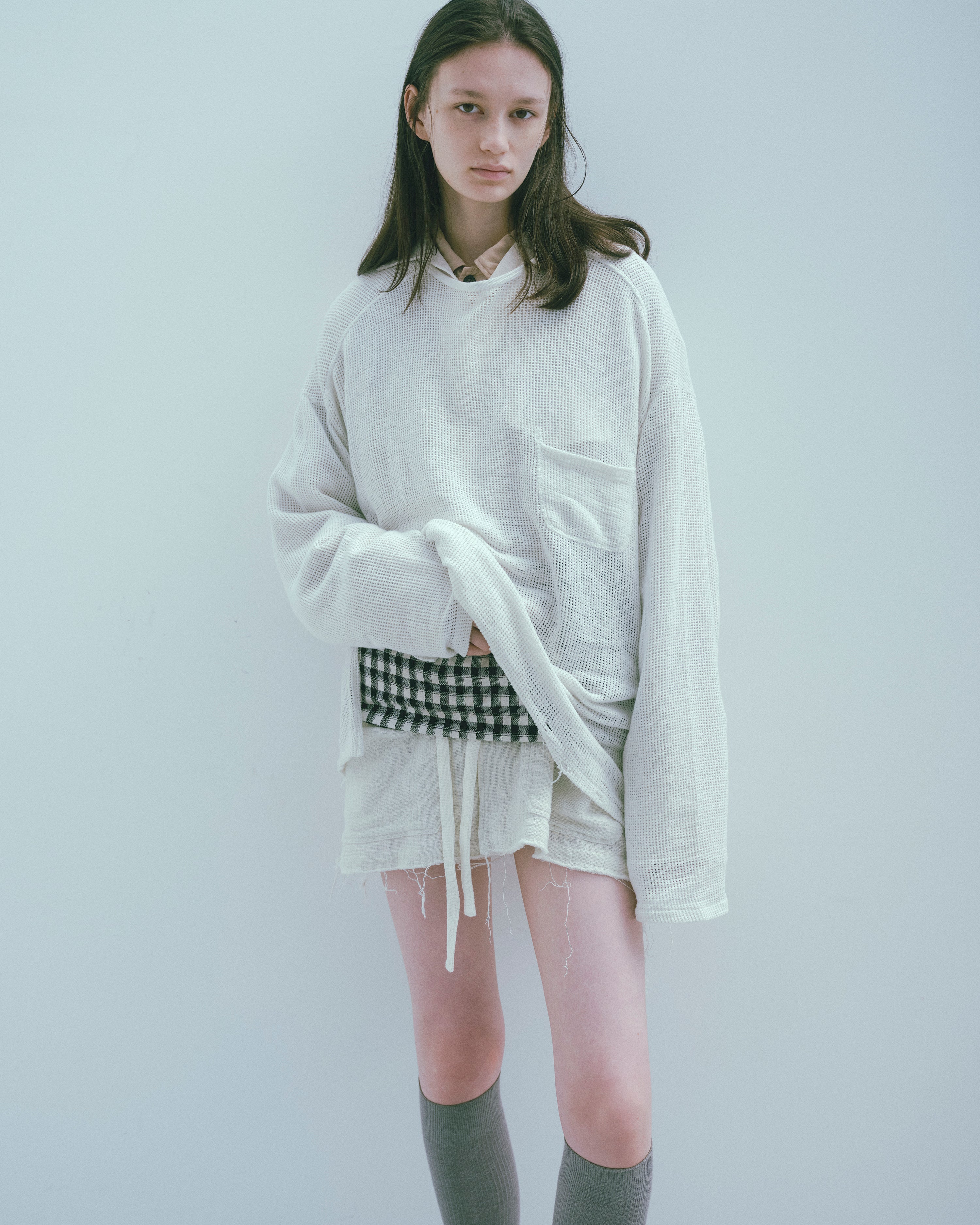 MARBLING MESH LS T-SHIRT(WHITE)