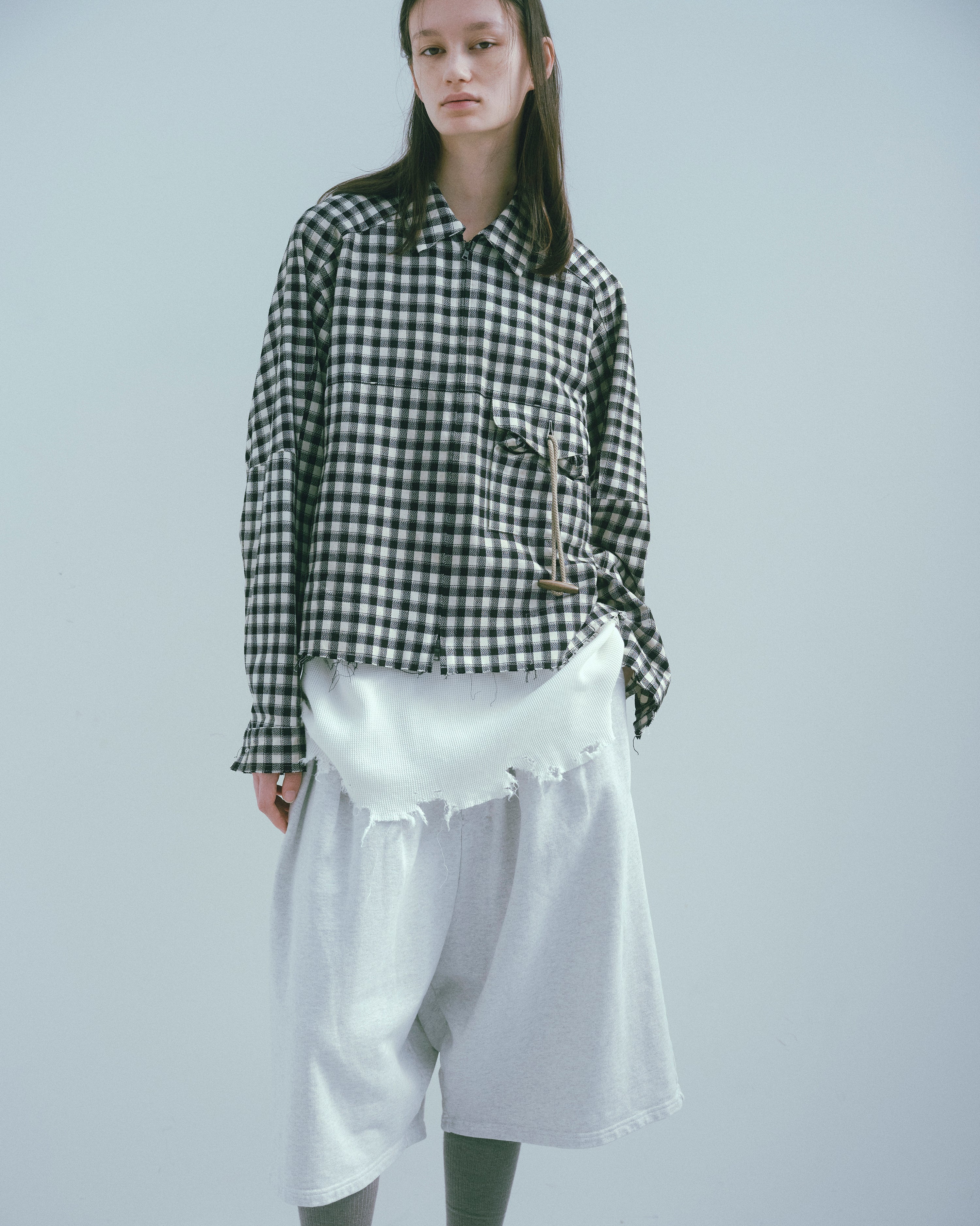 DAMAGE WAFFLE CREW LS T-SHIRT(WHITE)