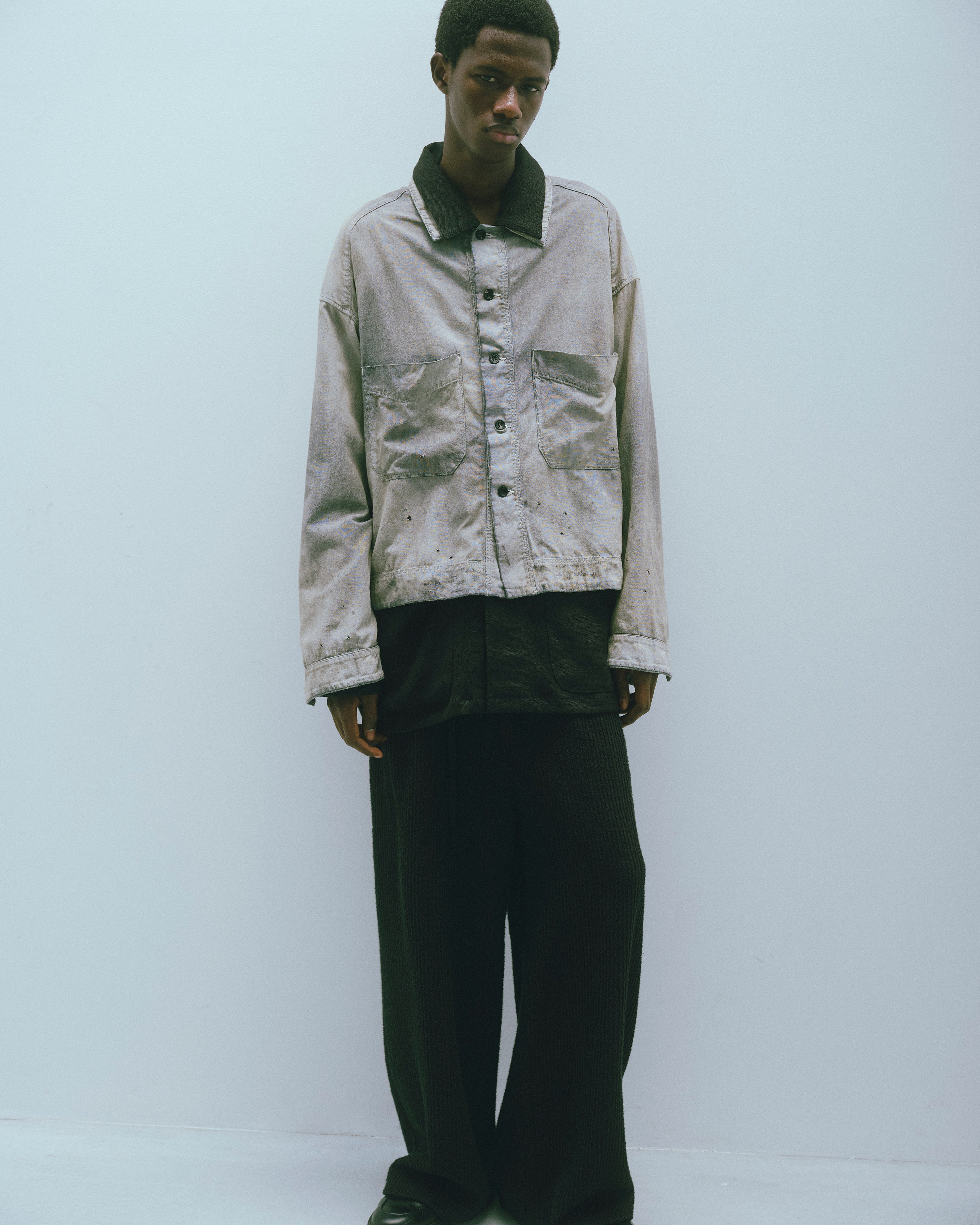 CHAMBRAY SHIRT JACKET(BLACK)