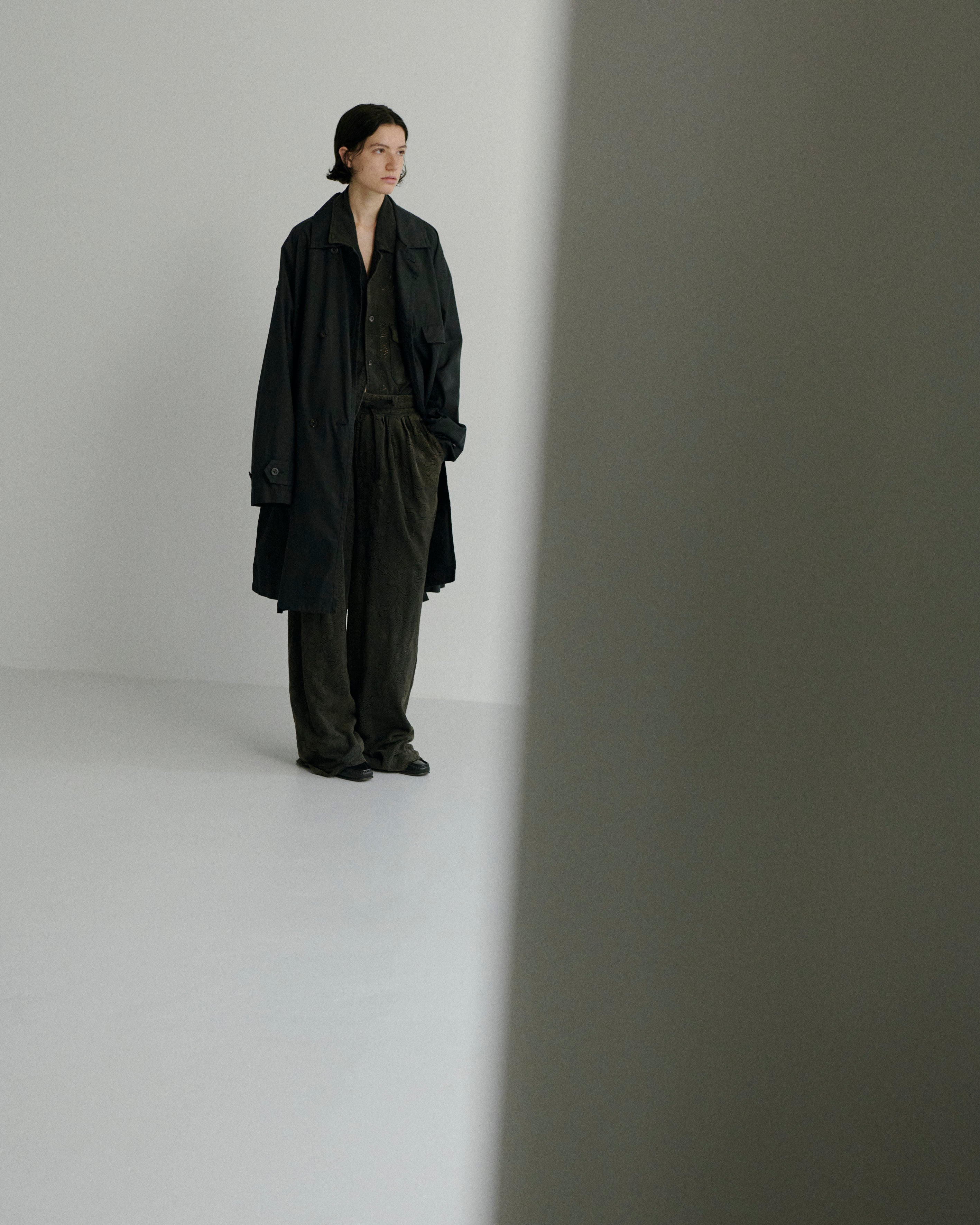 AGING LACE DOUBLE PANEL SLACKS(BLACK)