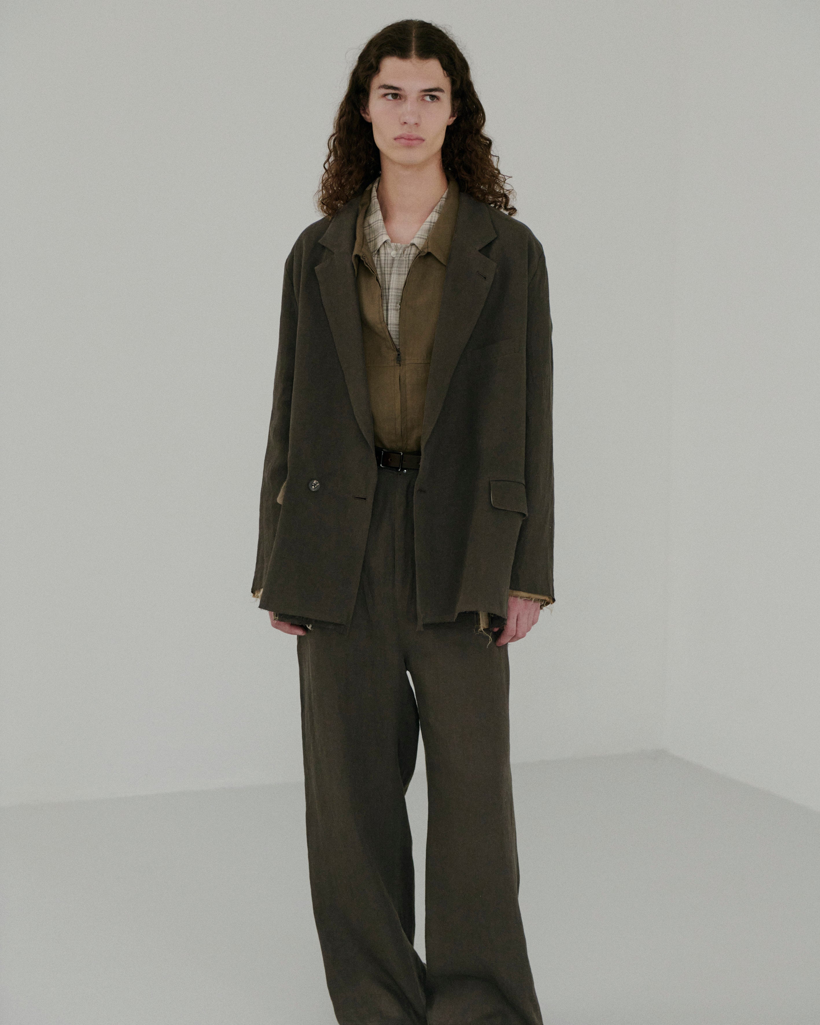 100/S LINEN TAILORED JACKET(BROWN)