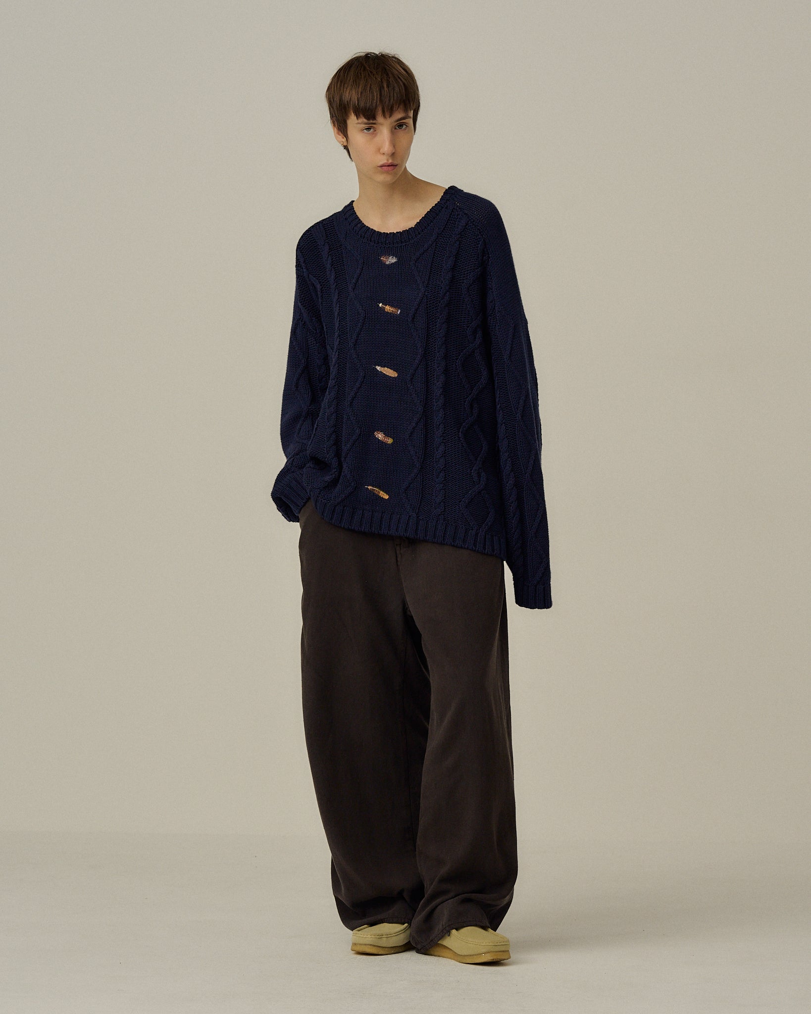 SILK WIDE SLACKS(D.OLIVE)