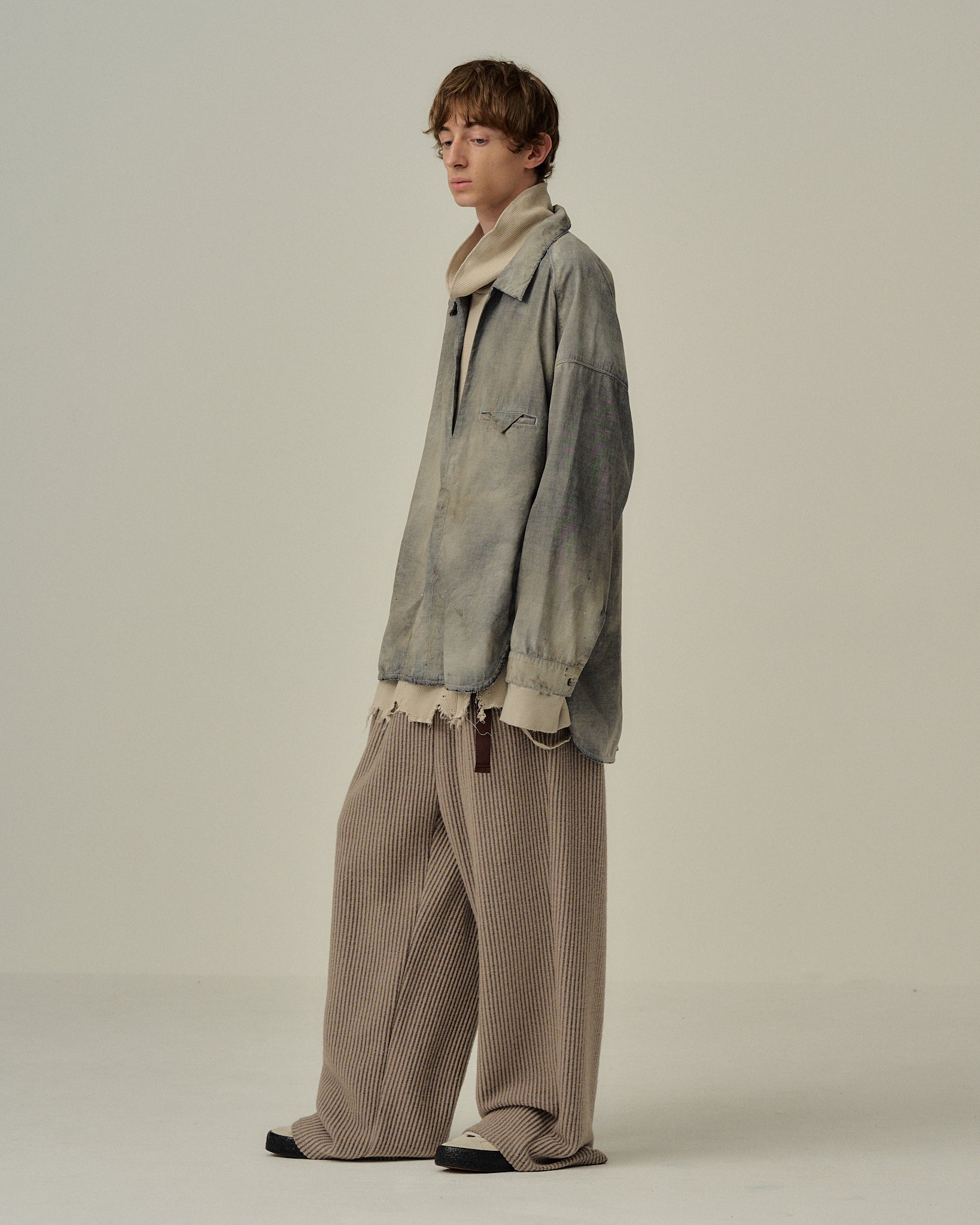 WOOLCORD BELTLESS SLACKS(SAND)