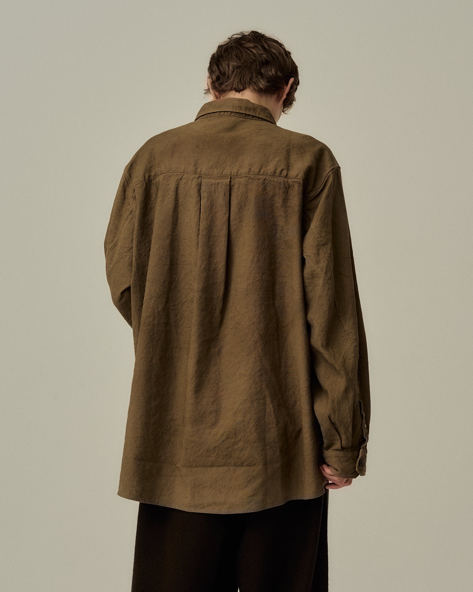 L/C NEP FLOWER EMBROIDERY OVER SHIRT(BROWN)