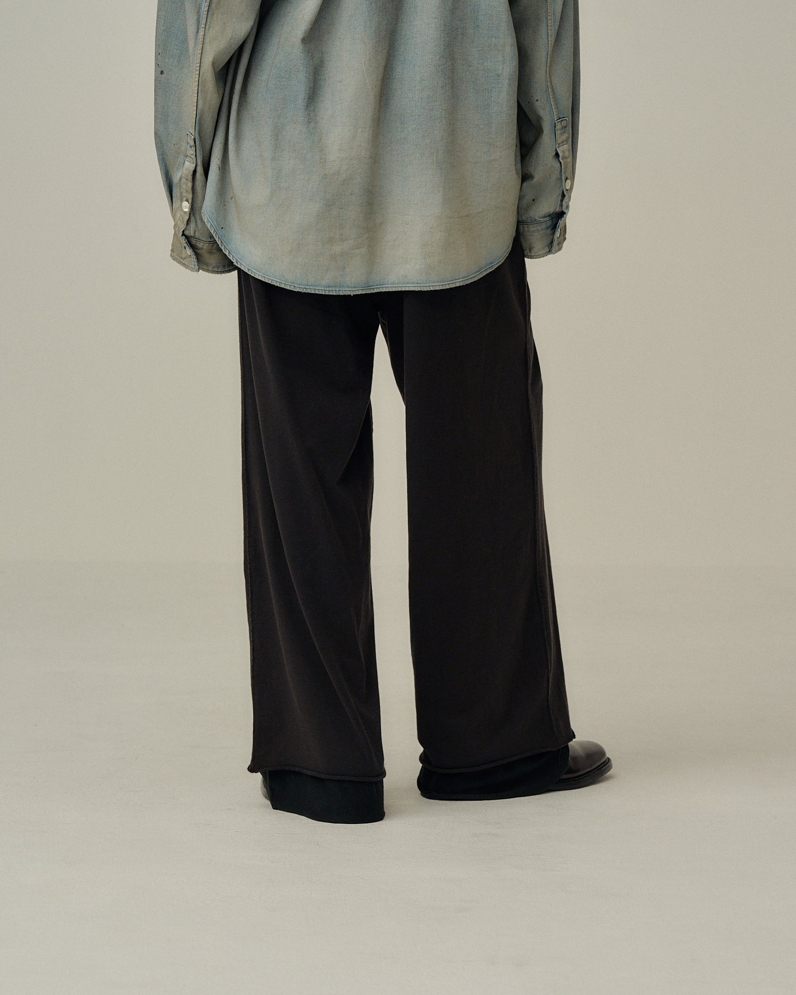 DRAPE WIDE EASY CUT SLACKS(BLACK)