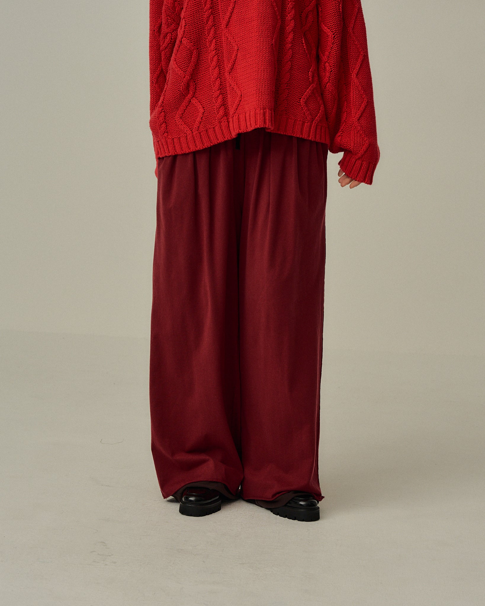 DRAPE WIDE EASY CUT SLACKS(RED)