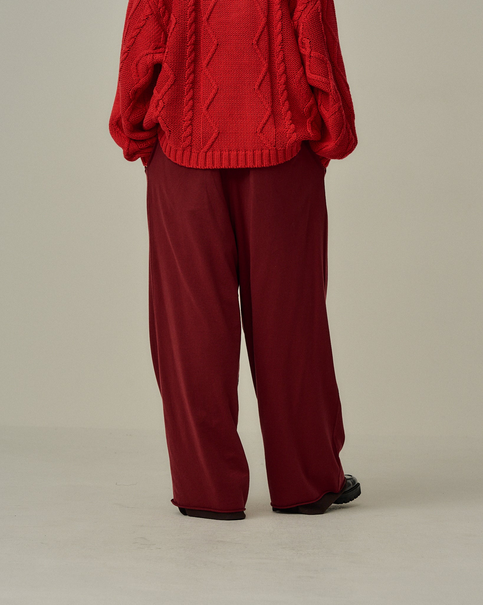 DRAPE WIDE EASY CUT SLACKS(RED)