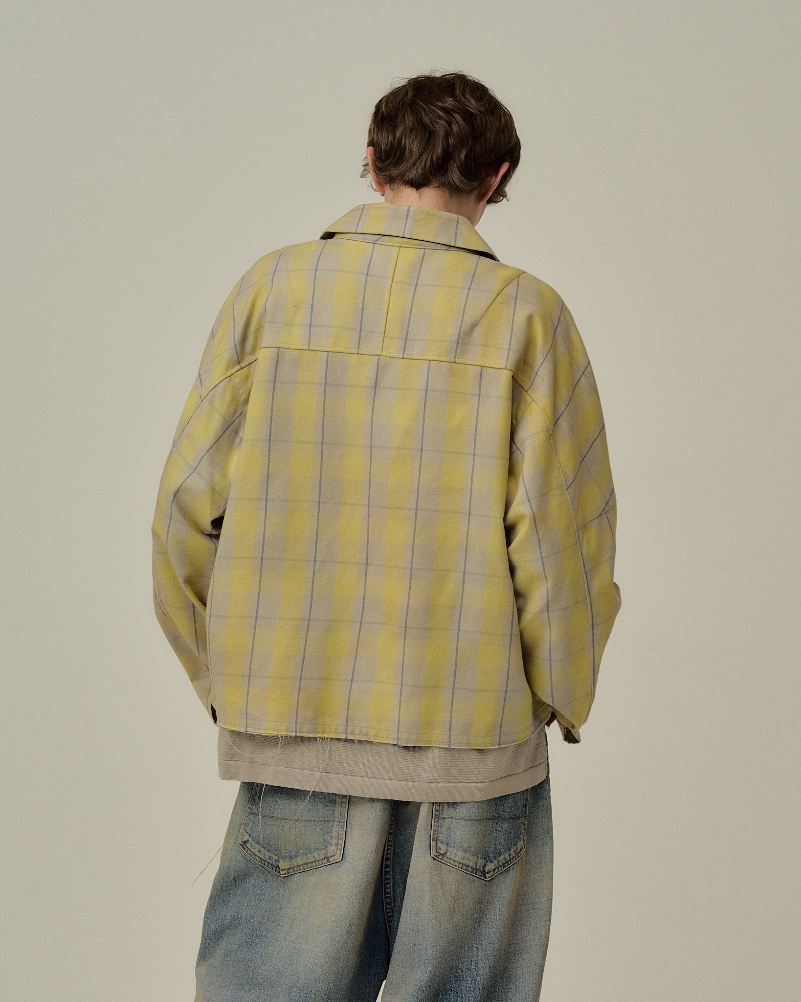 C/R CHECK SHORT ZIPUP SHIRT JACKET(YELLOW)