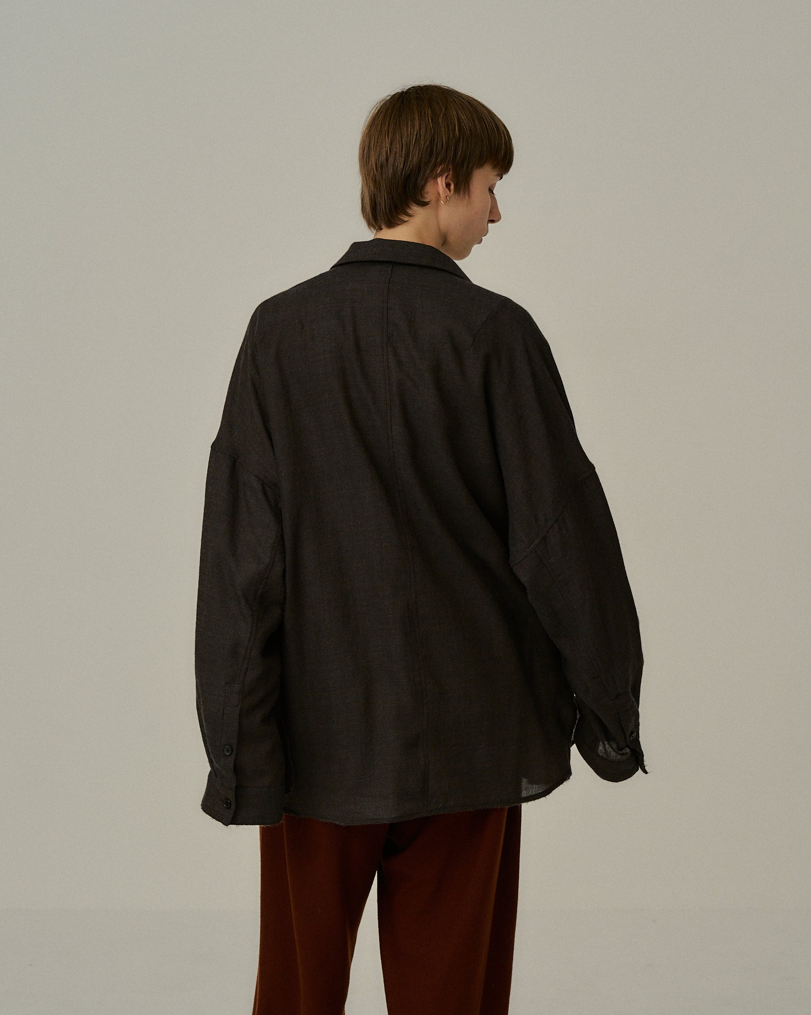 WOOL KERSEY TAILORED SHIRT(BROWN)