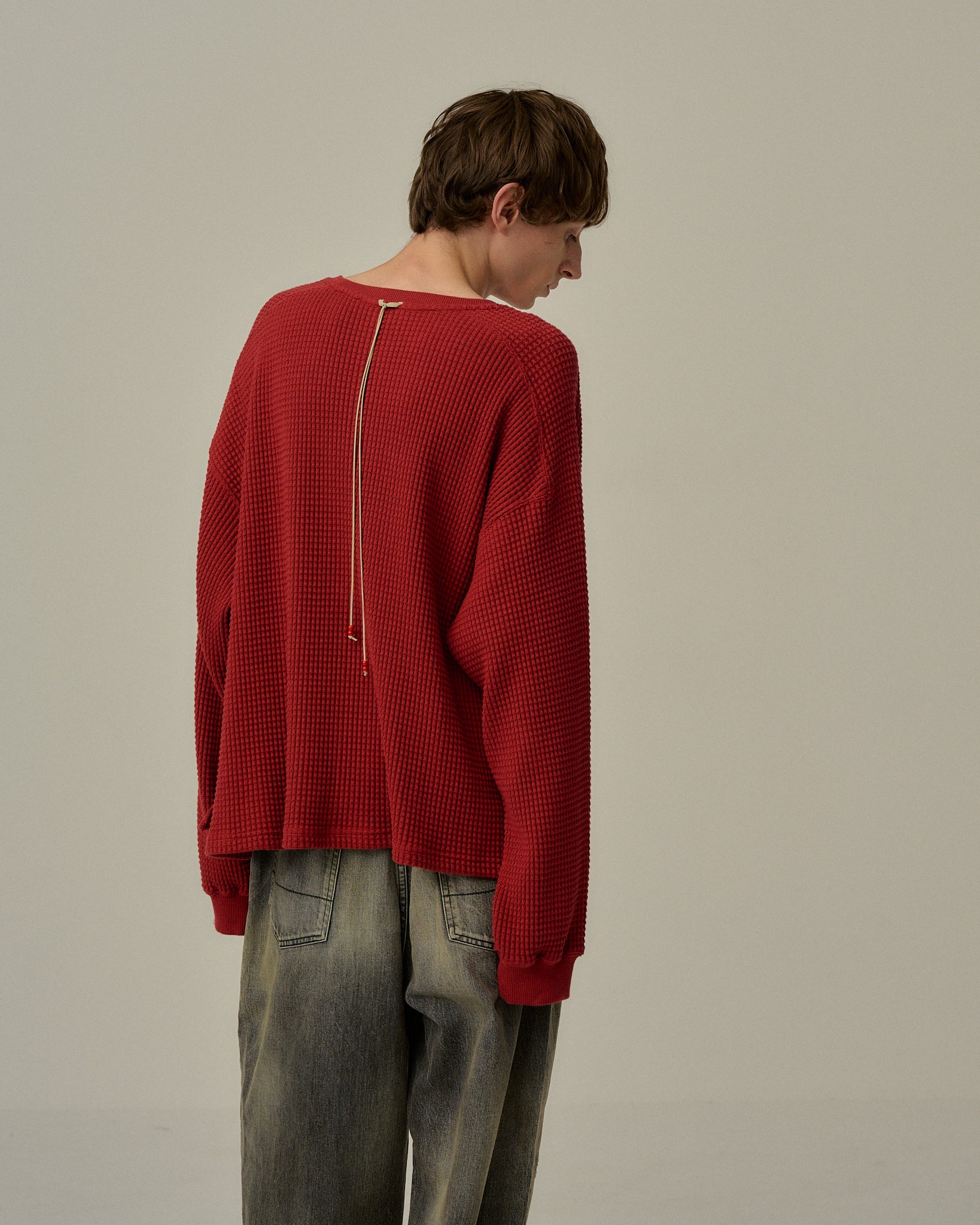 HEAVY WAFFLE OVER LS(RED)