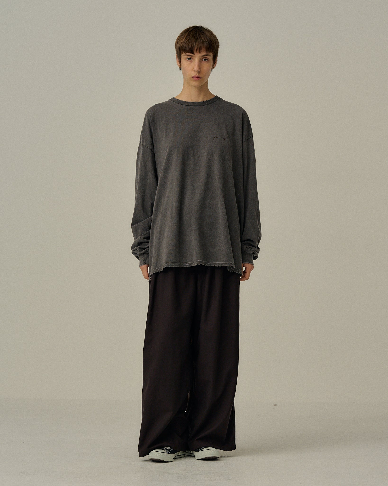 WOOL CALMSSKIN TUCK EASY SLACKS(BROWN)