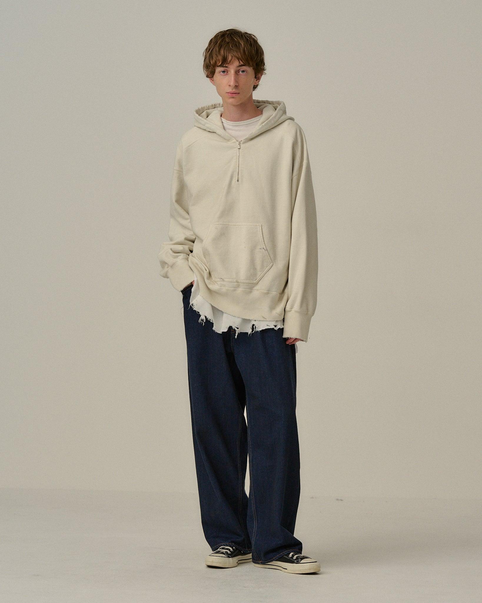 HALF ZIP HOODIE(GRAY)