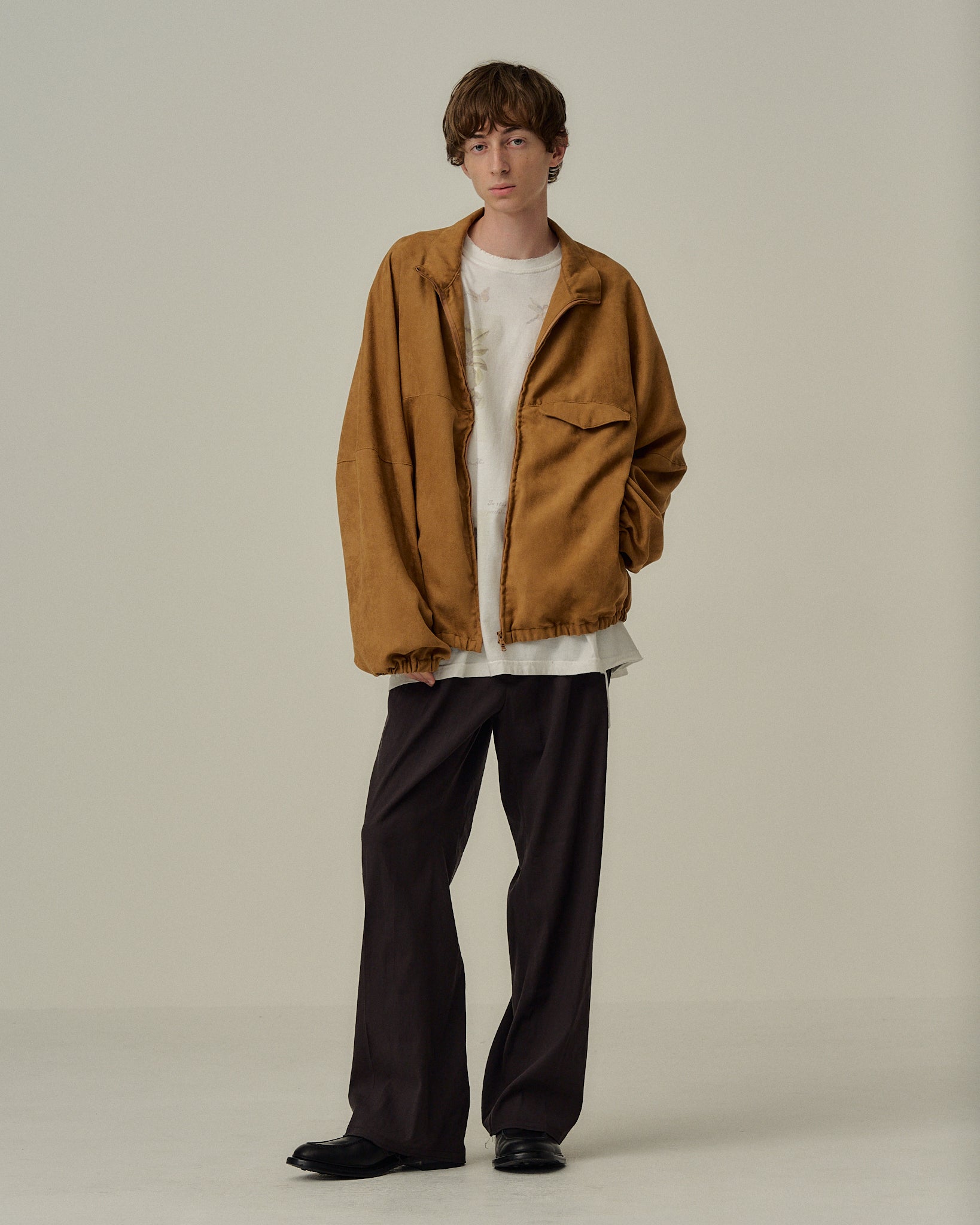 VEGAN SUEDE KIMONO BLOUSON(BROWN)