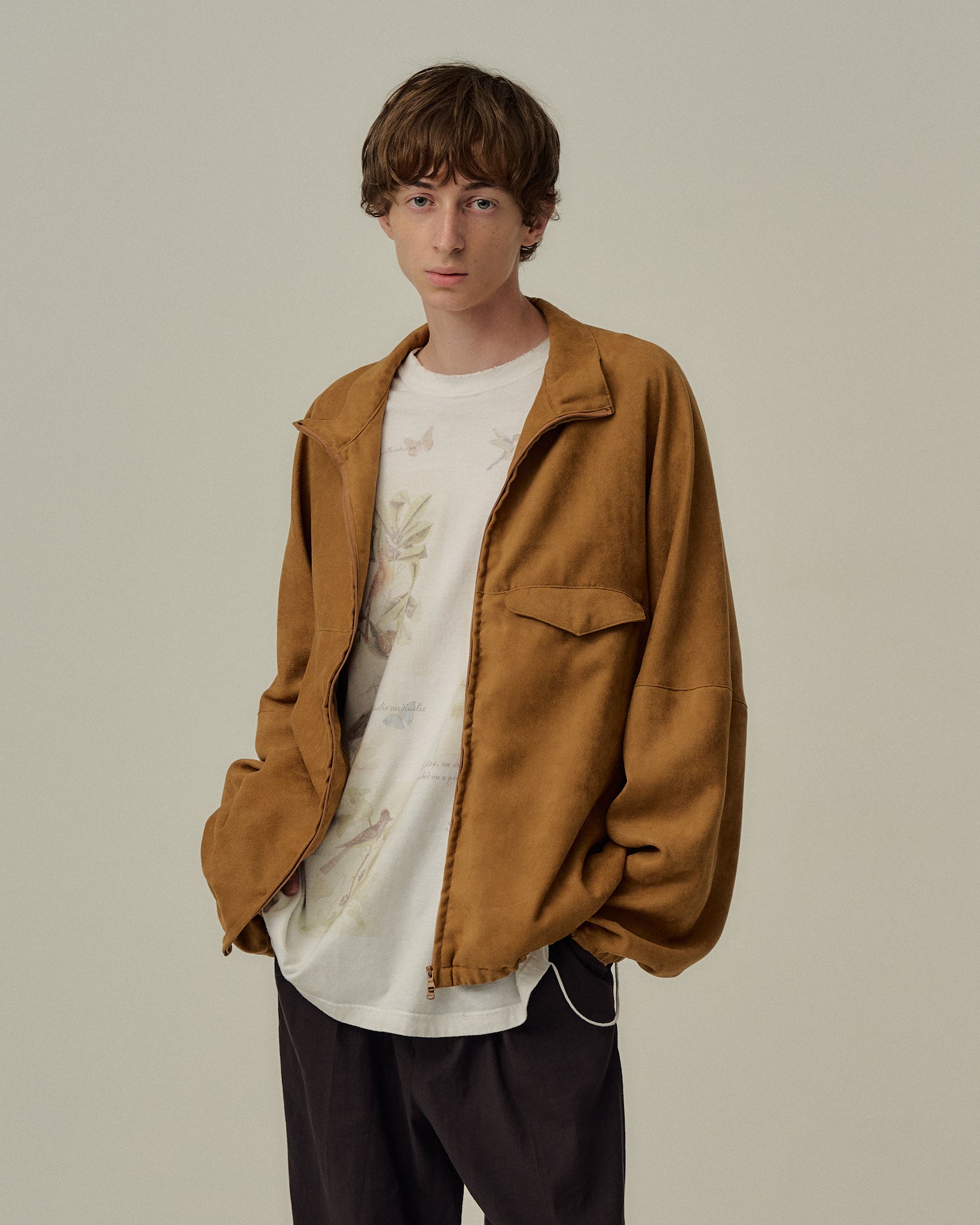 VEGAN SUEDE KIMONO BLOUSON(BROWN)