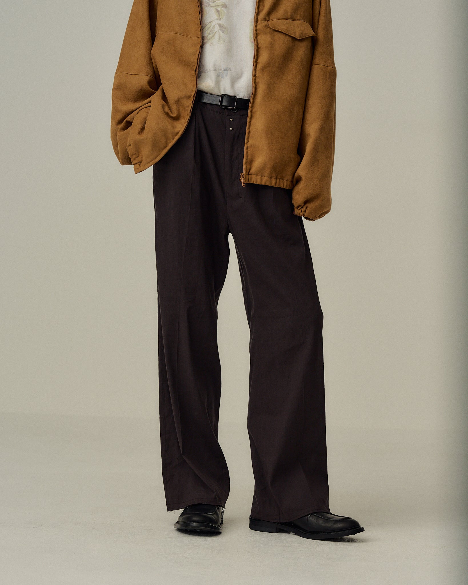 SHOE CUT SLACKS(D.BROWN)