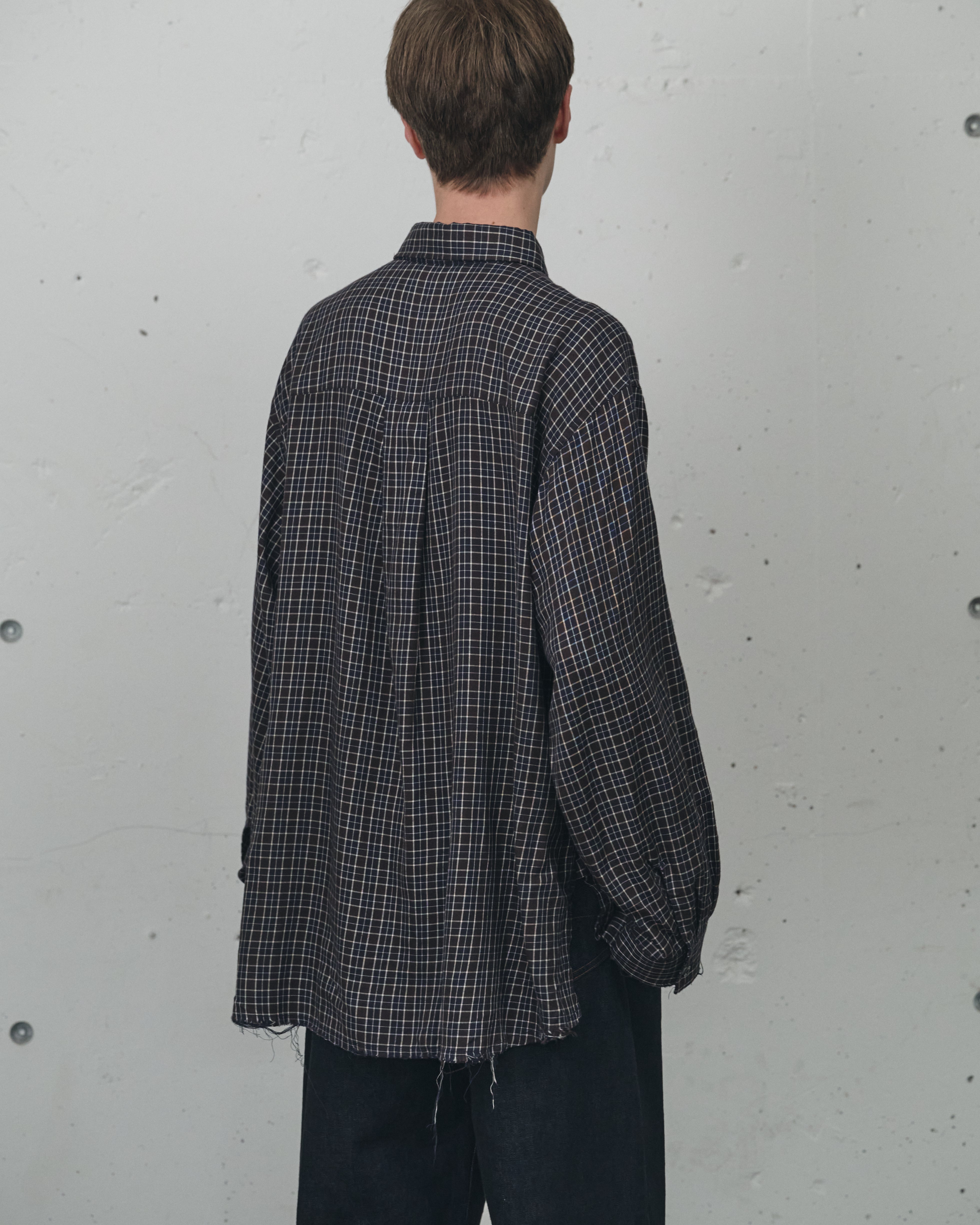 NEL CHECK OVER WORK SHIRT(NAVY)