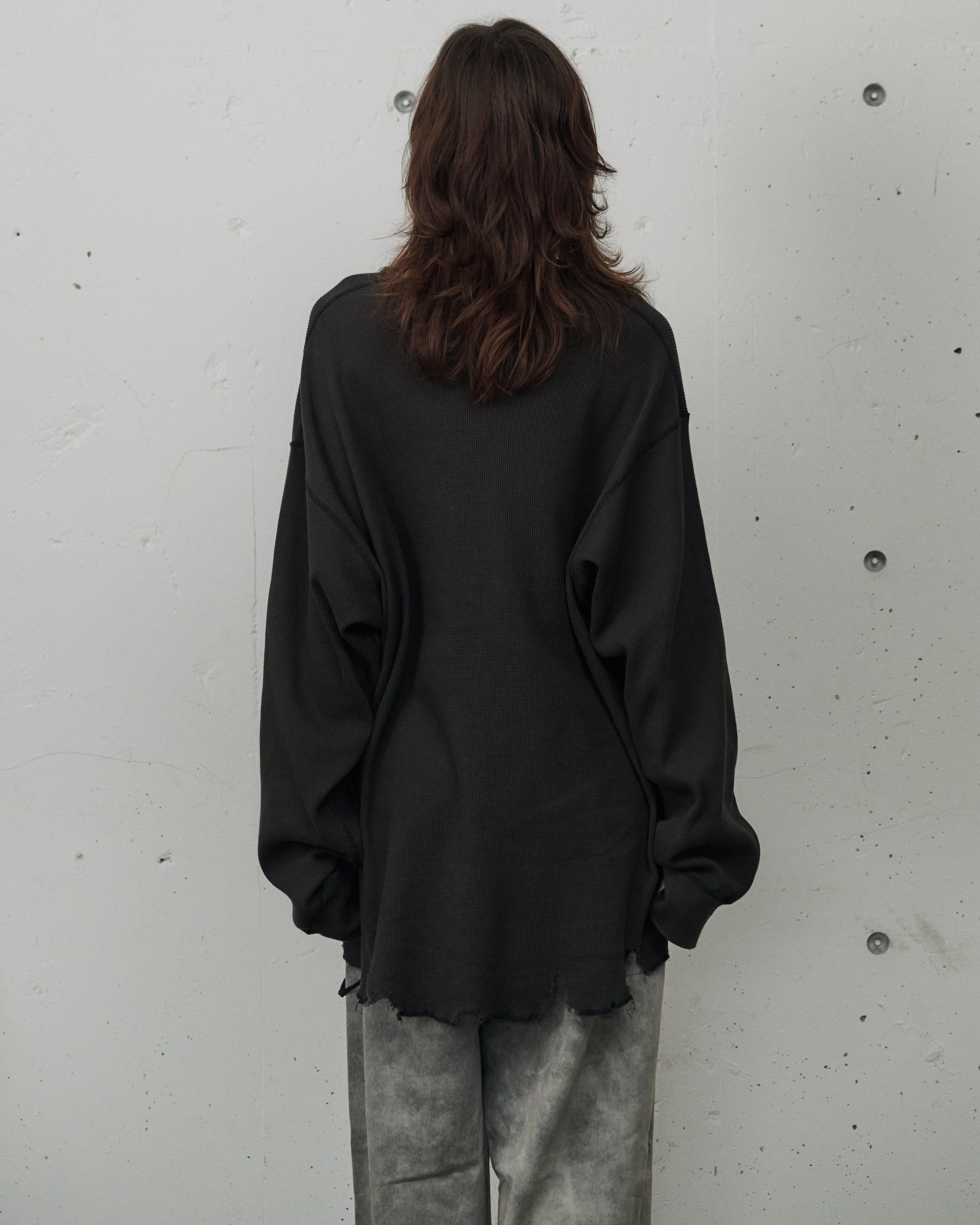 DAMAGE WAFFLE CREW LS(D.BROWN)