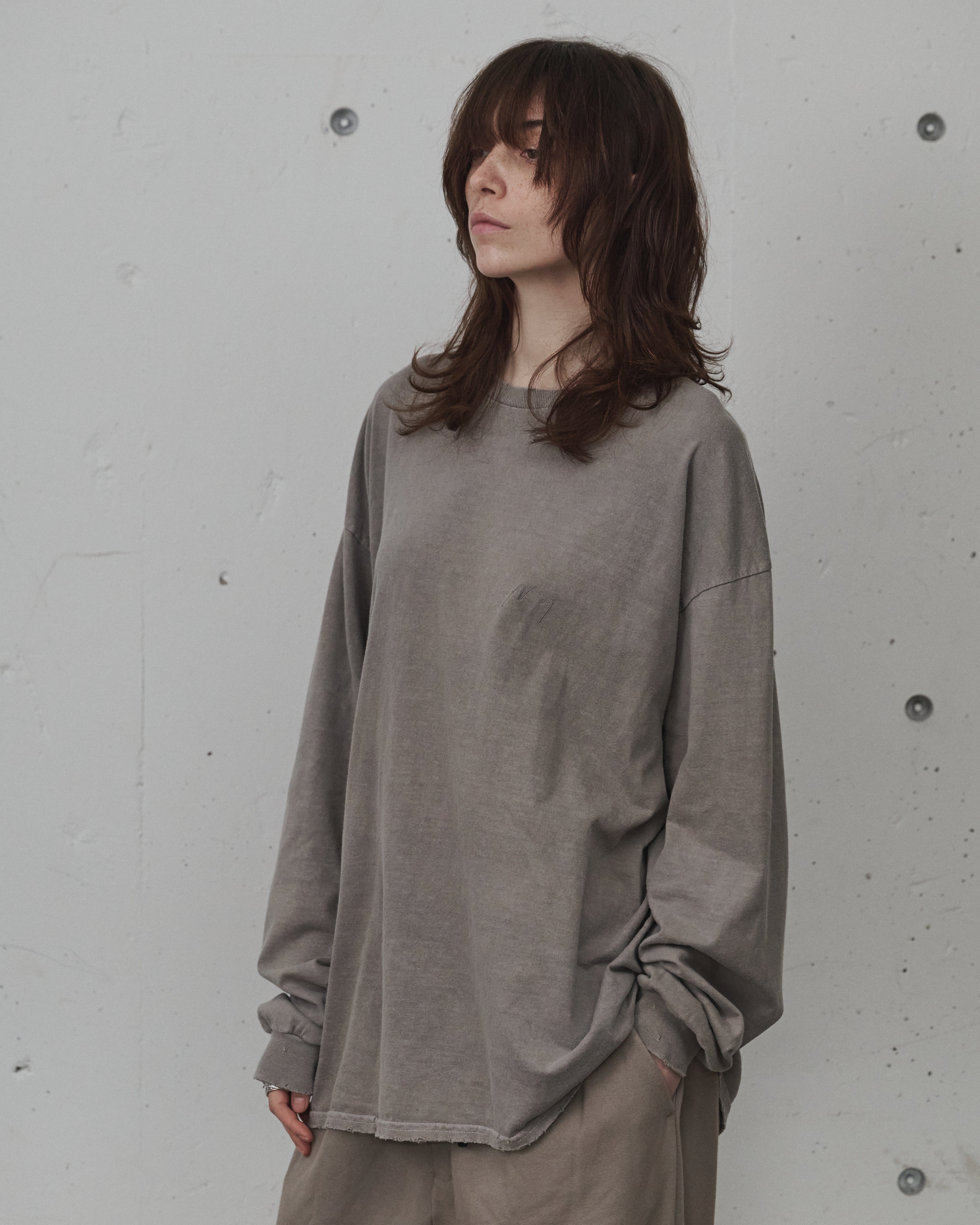 EMBROIDERY DYED LS(GRAY)