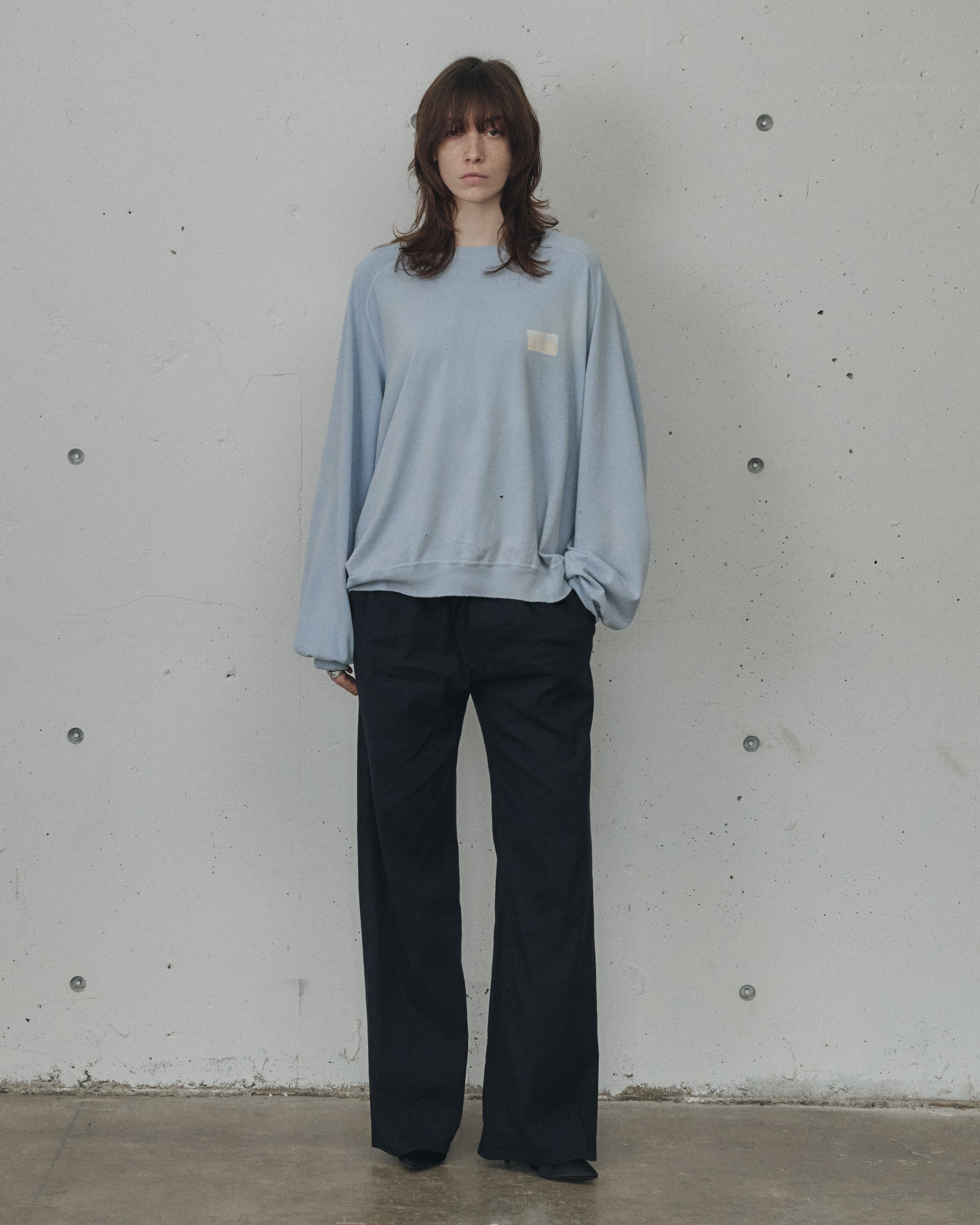 L/R SHOE CUT SLACKS(NAVY)