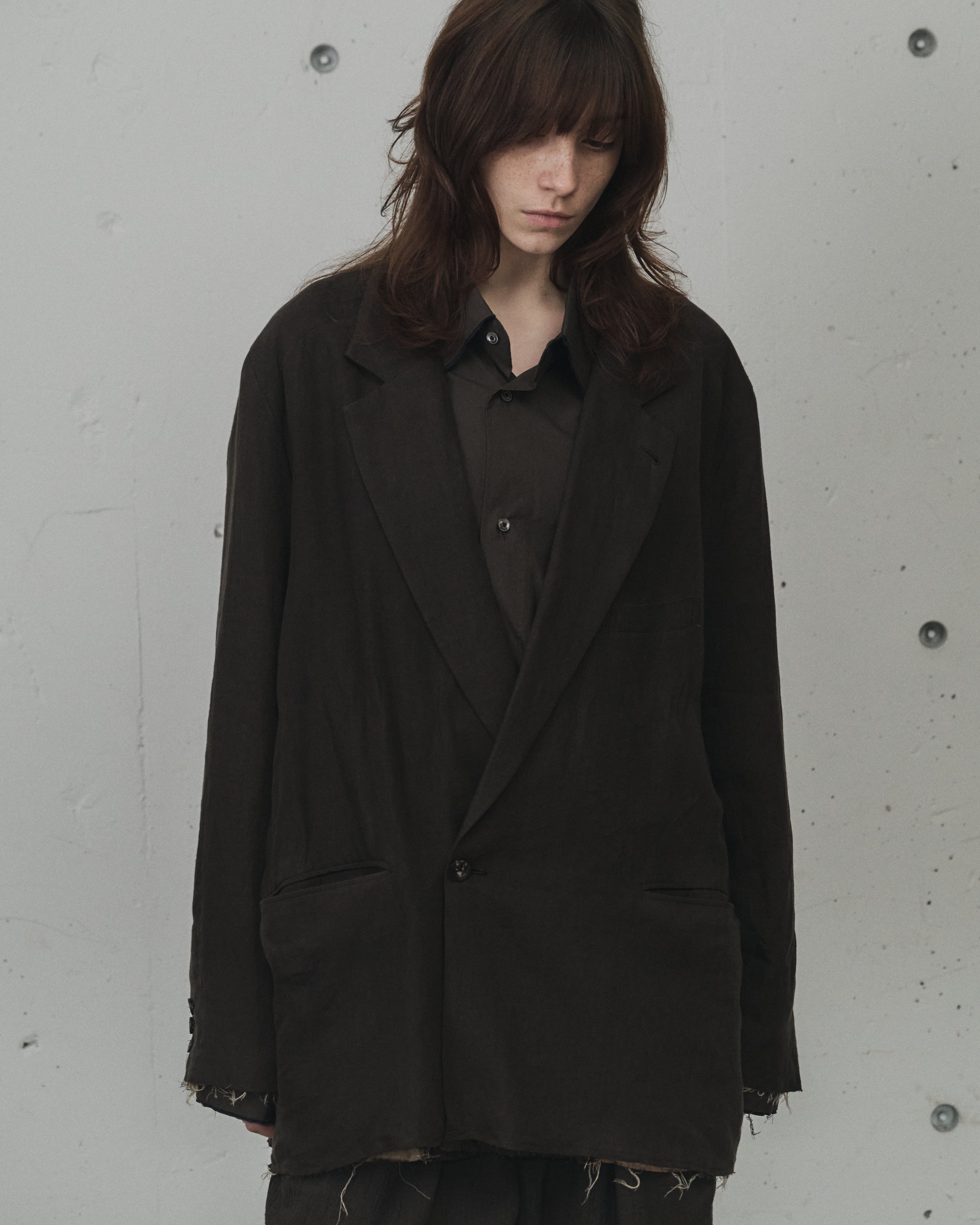 100/S LINEN TAILORED JACKET(BROWN)