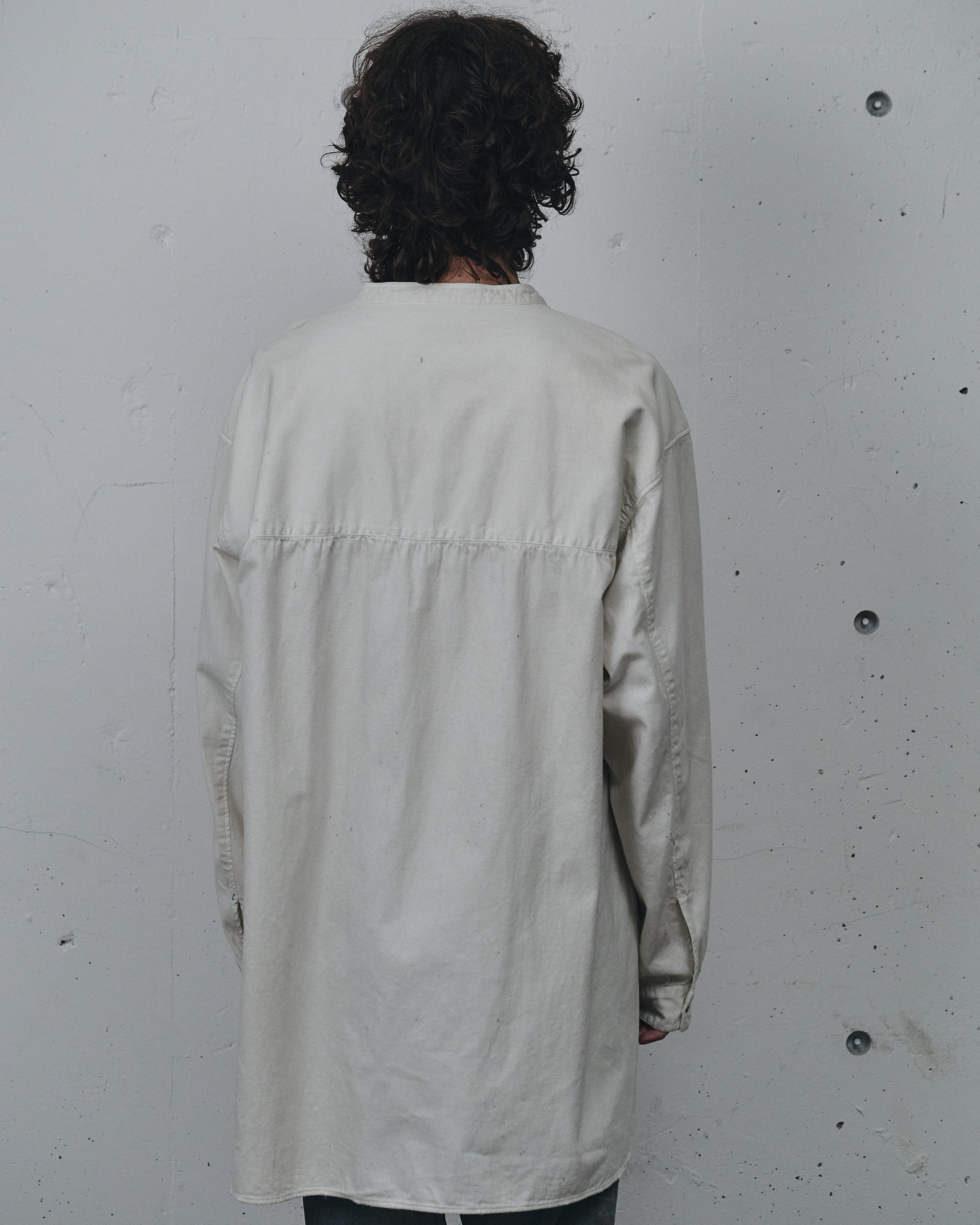 DENIM BAND COLLAR SHIRT(WHITE)