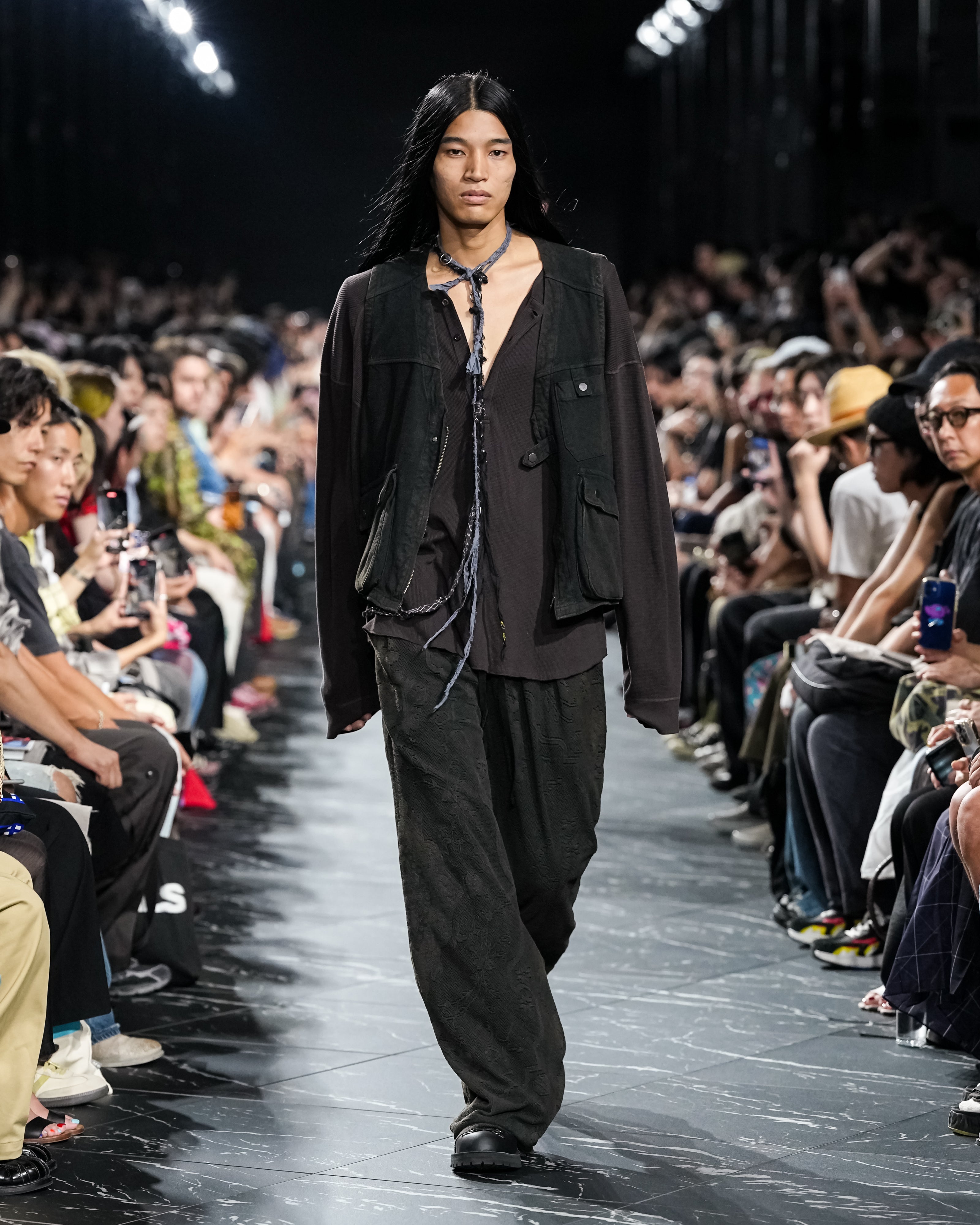 AGING LACE DOUBLE PANEL SLACKS(BLACK)