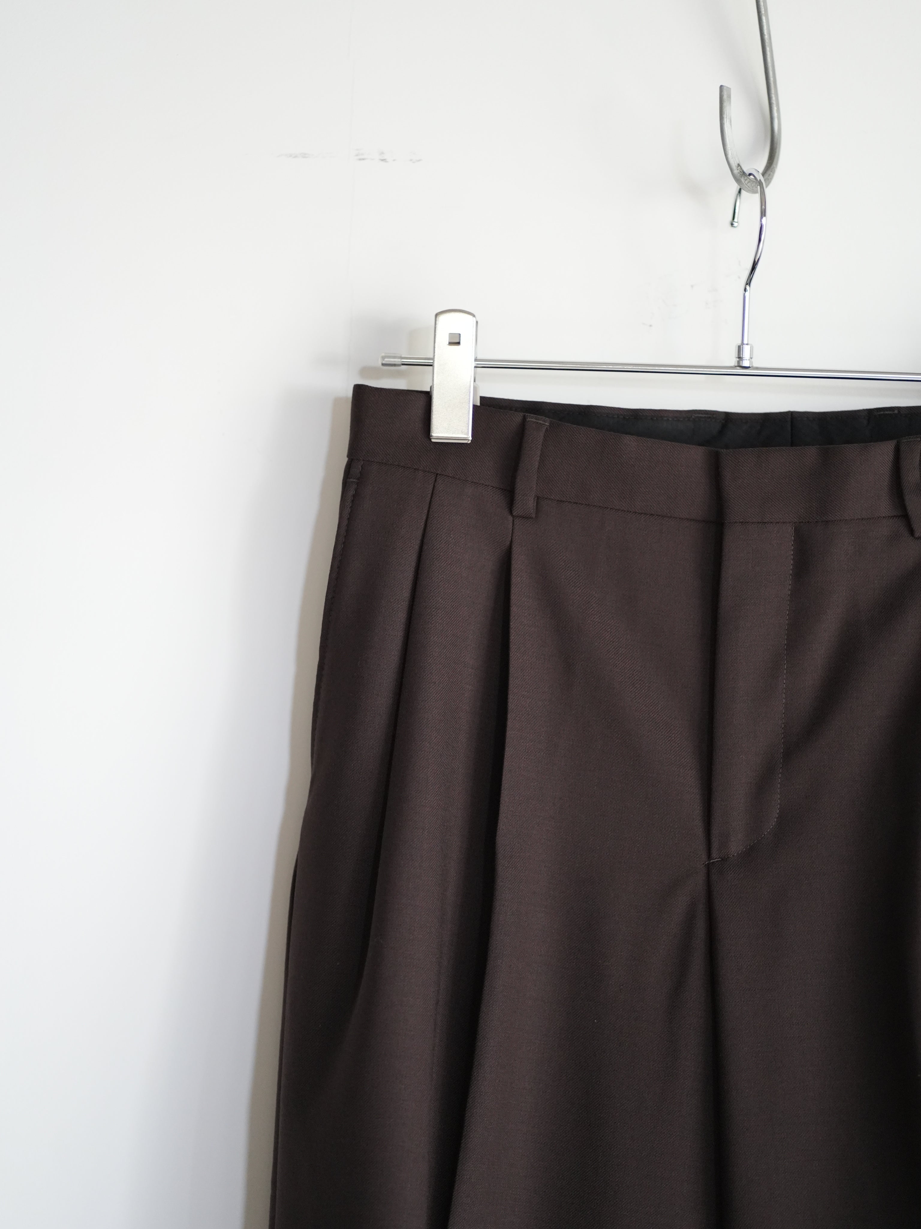 WIDE PLEATED TROUSER(BROWN)