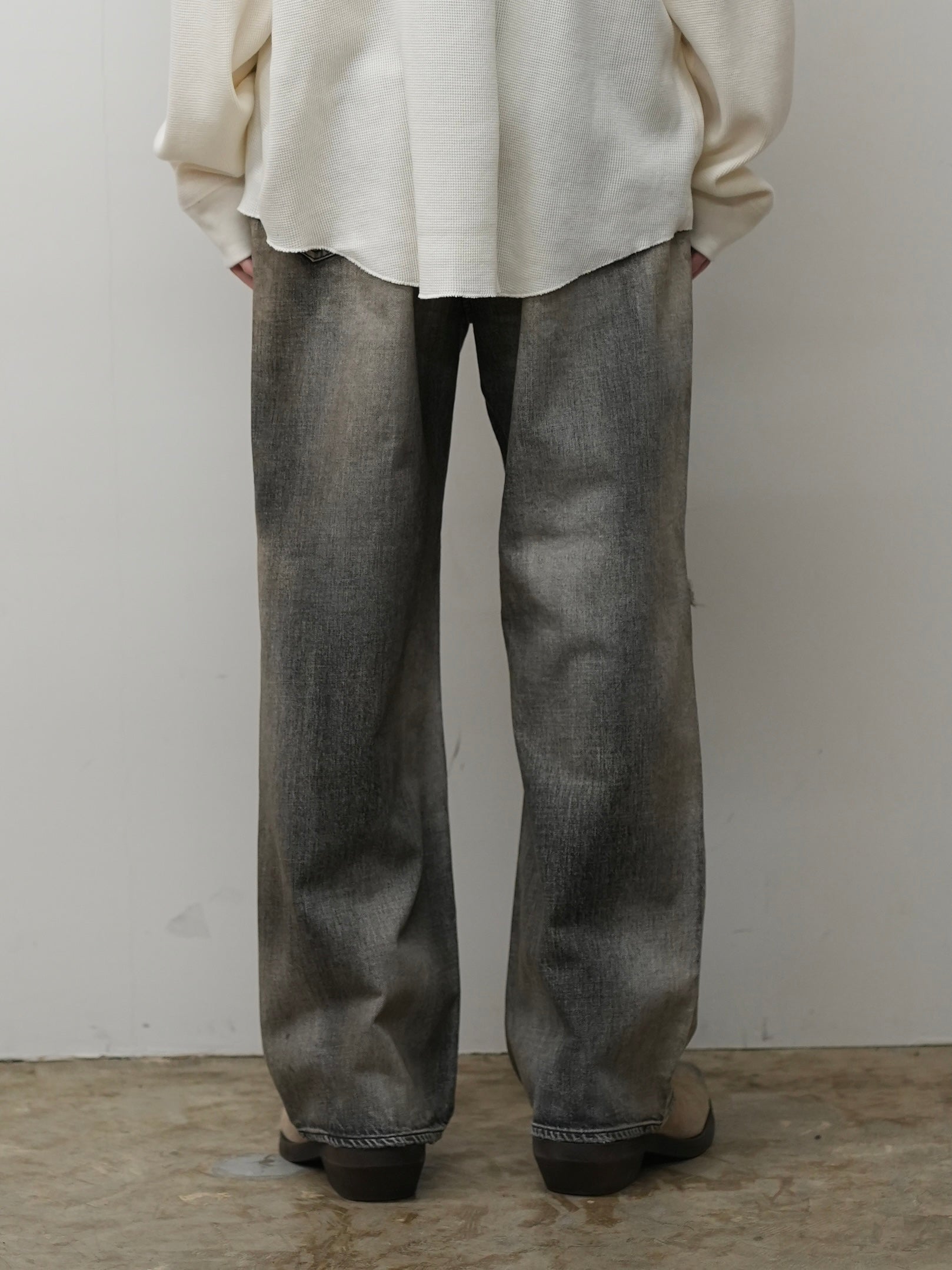 CRASH MIDDLE STRAIGHT 5P DENIM PANTS(BLACK)