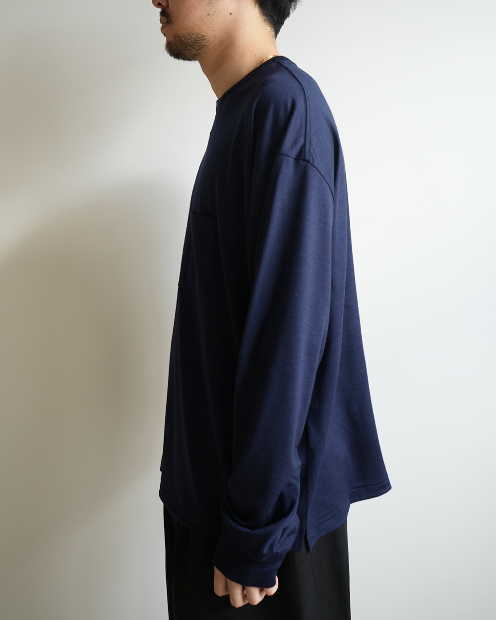 WOOL L/S T-SHIRT(NAVY)