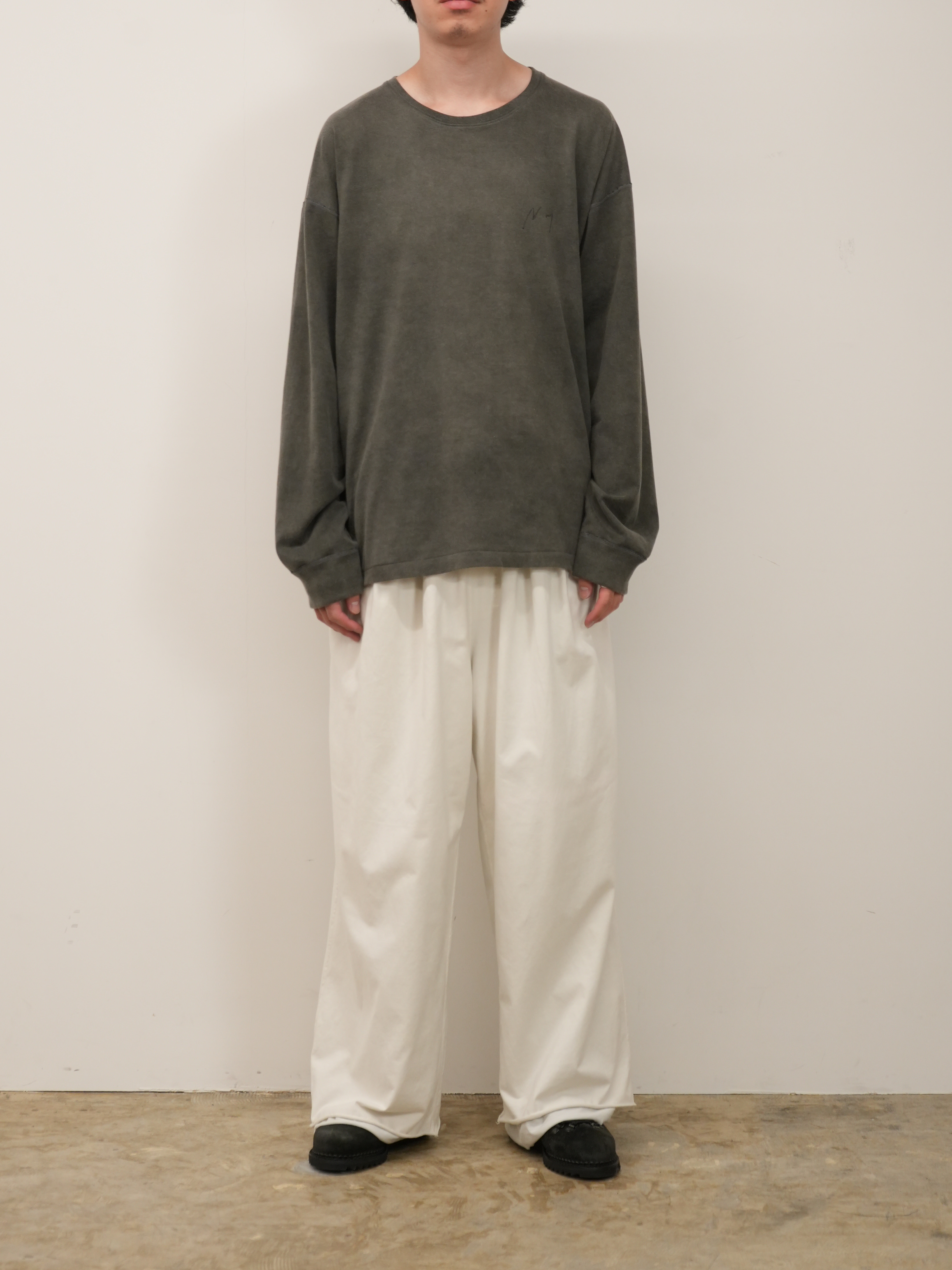 DRAPE WIDE EASY CUT SLACKS(WHITE)