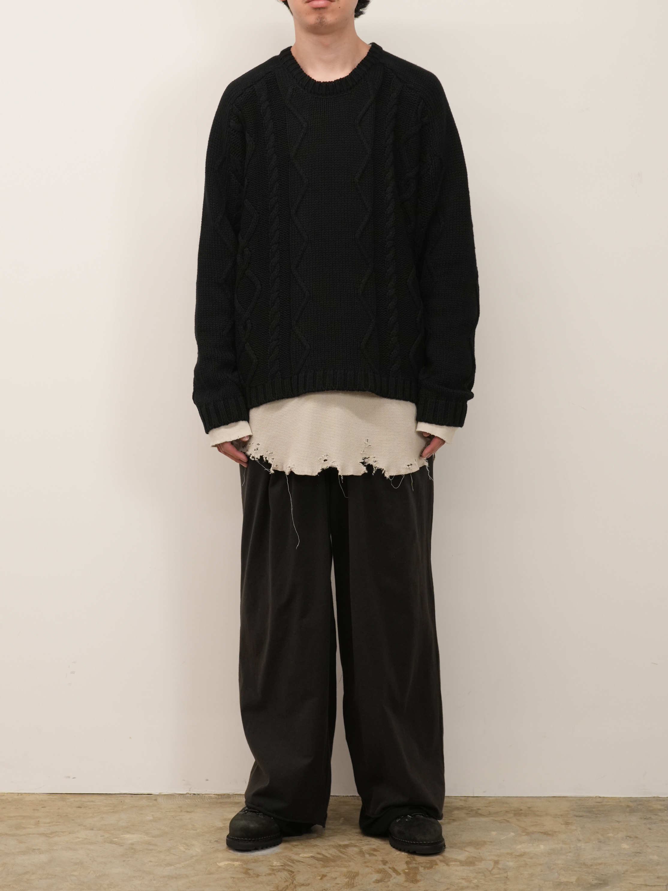 CABLE STICH KNIT(BLACK)