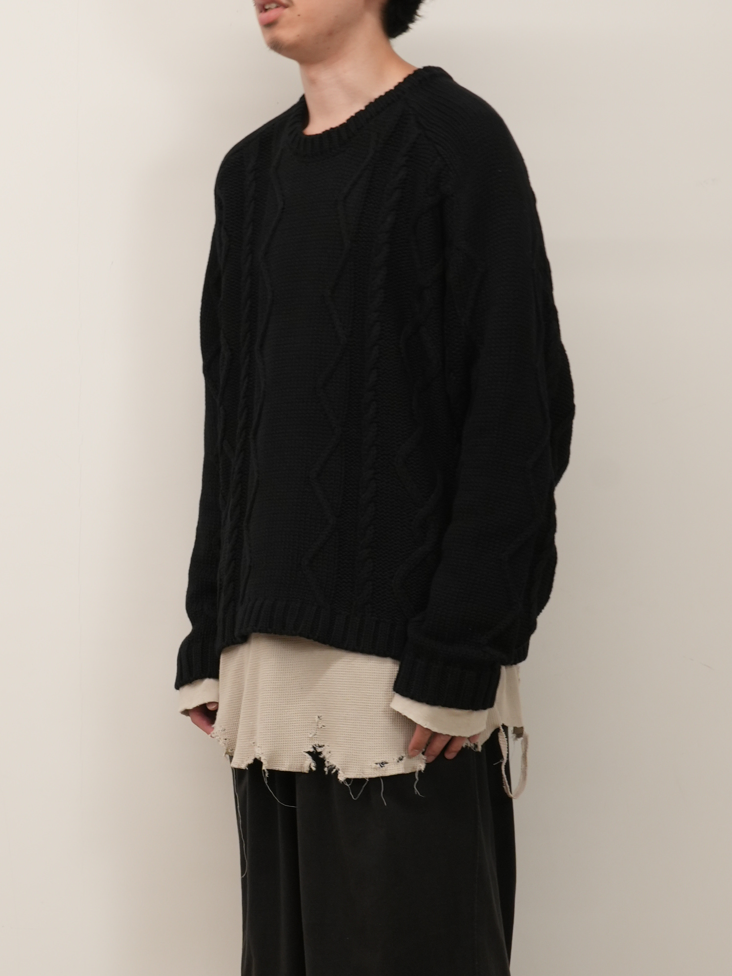 CABLE STICH KNIT(BLACK)
