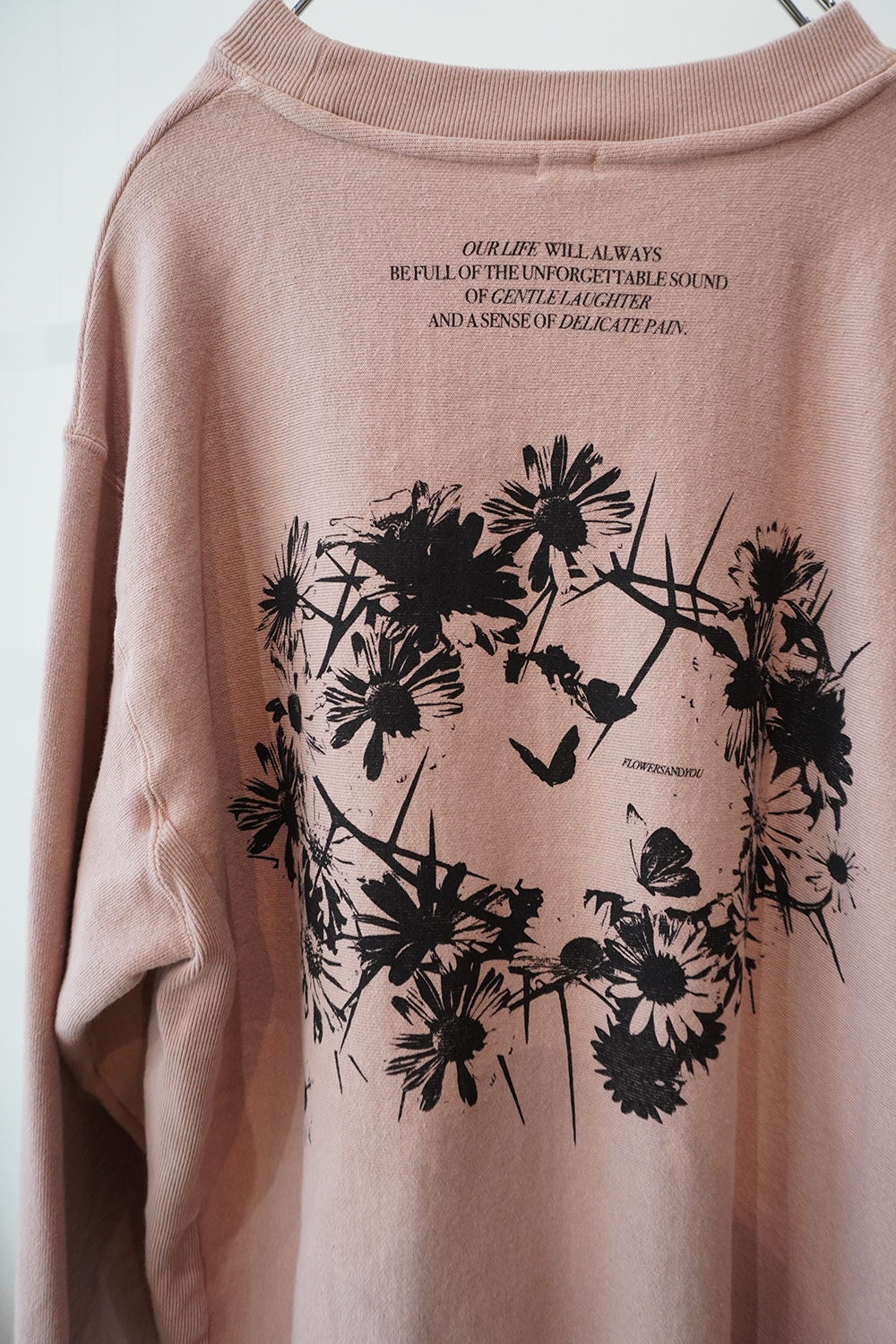 Over dyed Sweat Shirt "FLOWERS"(Beige)