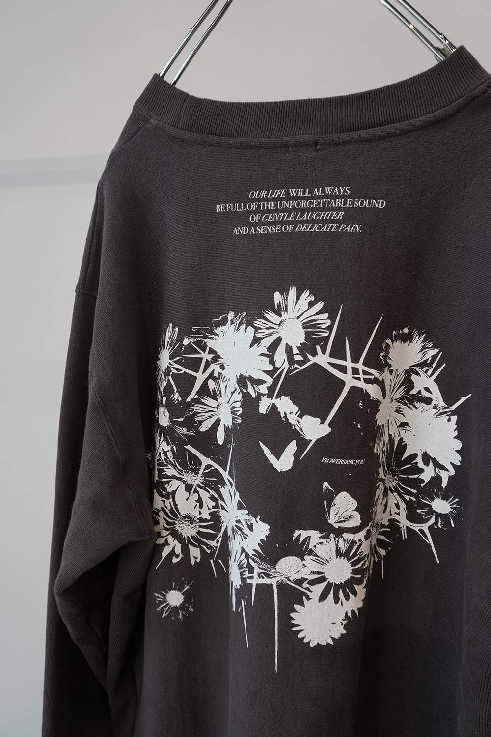 Over dyed Sweat Shirt "FLOWERS"(Black)