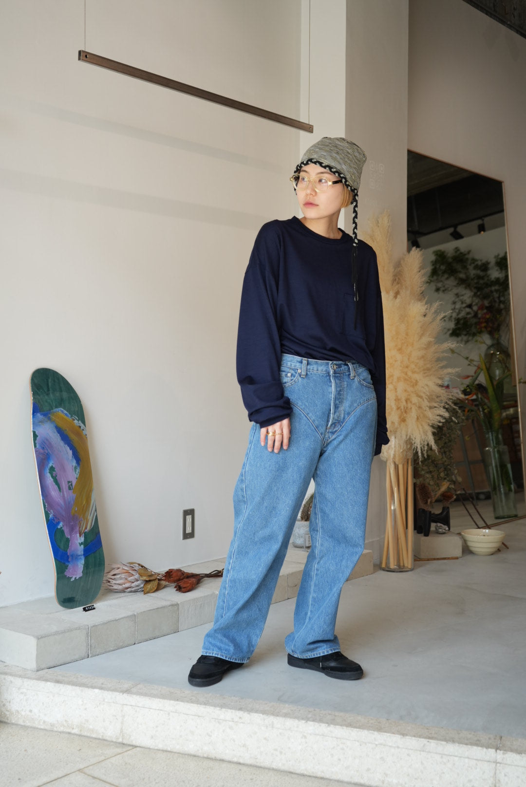 Hip Hugger 5-pockets Wide Blue Denim